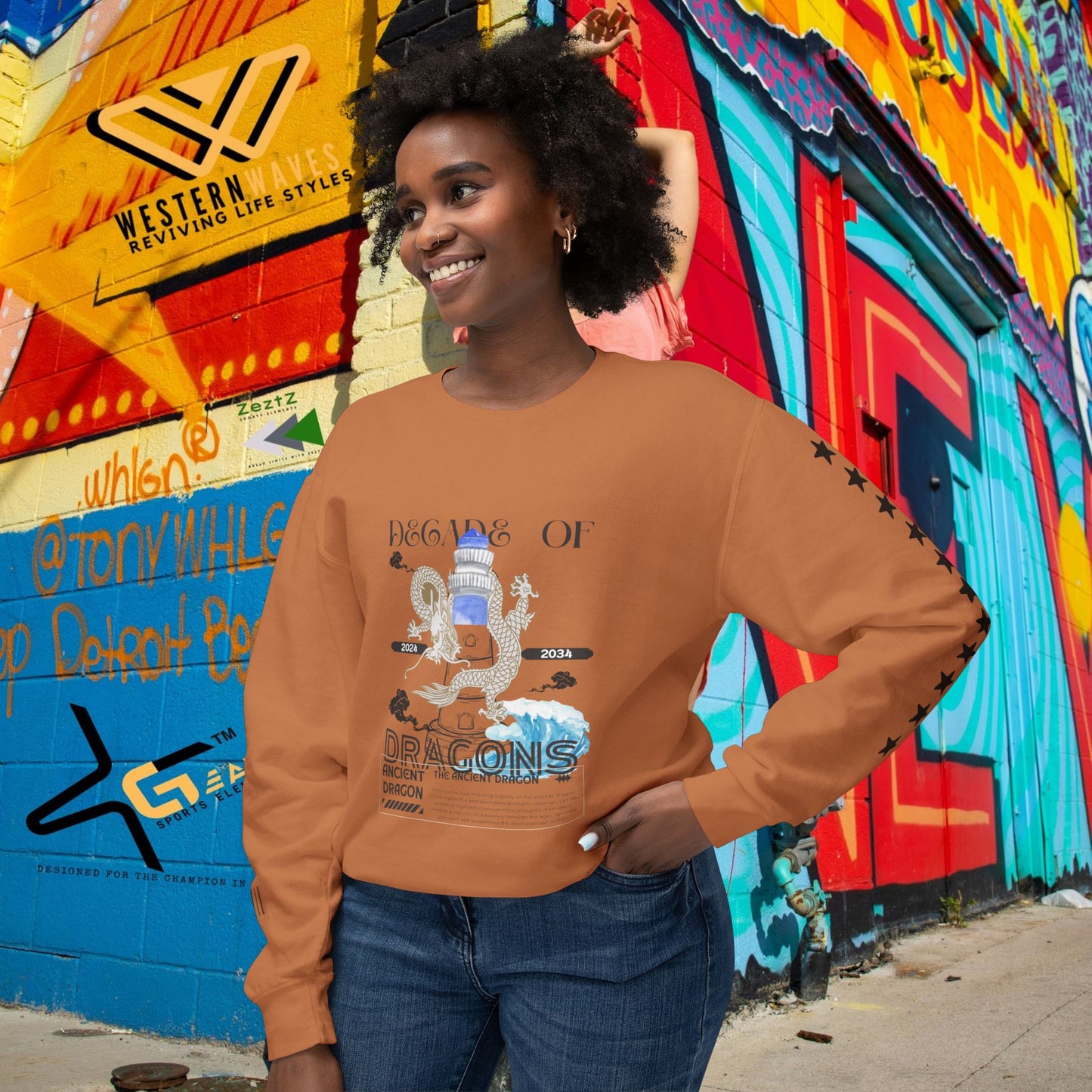Unisex Lightweight Crewneck Sweatshirt_ N3+ Series ULWCSS PT2WW013_ Limited Edition Conscious Fashion Collaboration by WesternWaves: