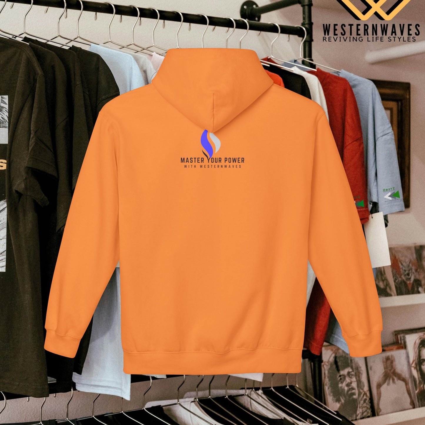 Unisex Midweight Softstyle Fleece Hoodie_ N3+ Series USMWSSFH PT2WW006_ Limited Edition Luxuriously Soft 100% Cotton Face by WesternWaves: