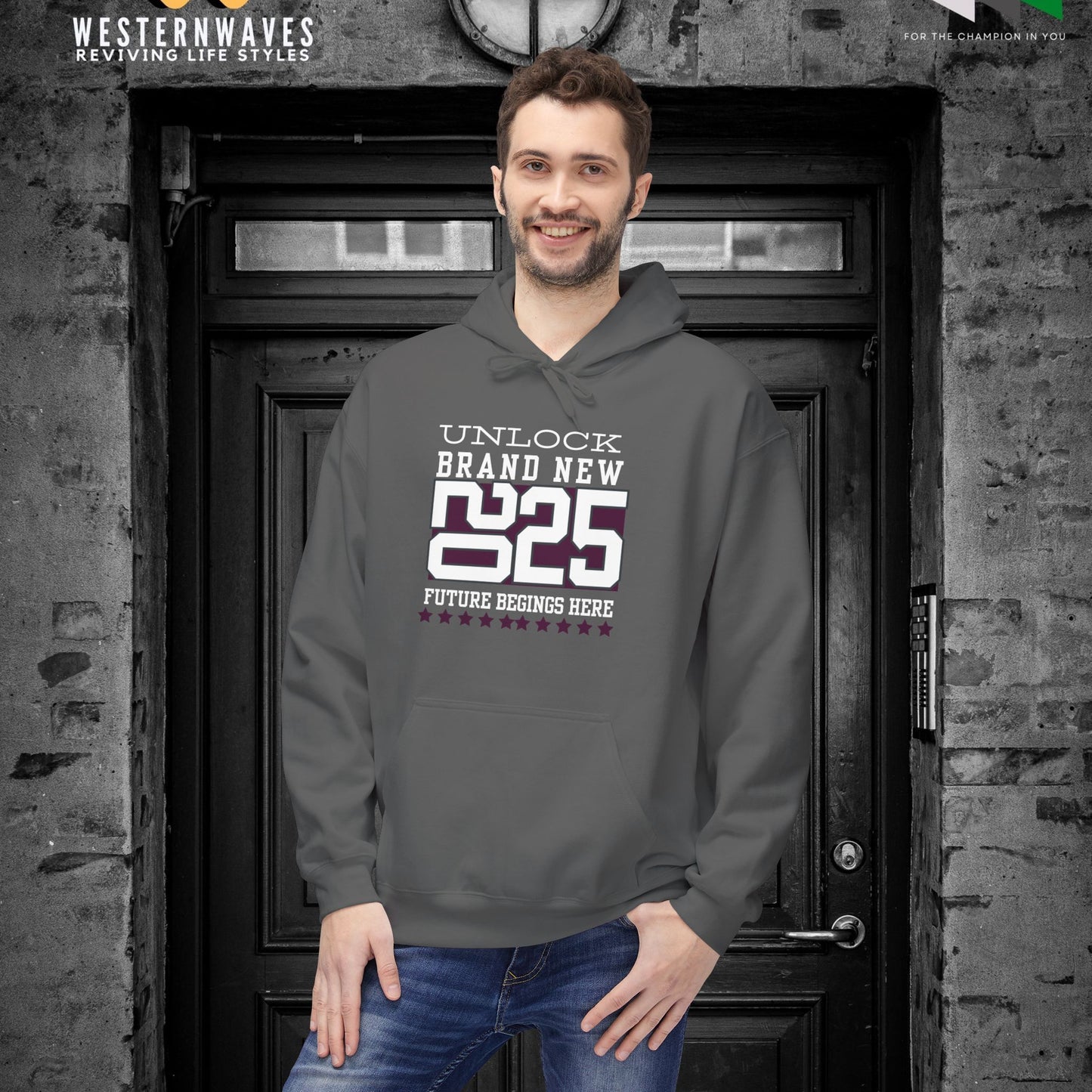 Unisex Midweight Softstyle Fleece Hoodie_ N3+ Series USMWSSFH PT2WW009_ Limited Edition Luxuriously Soft 100% Cotton Face by WesternWaves: