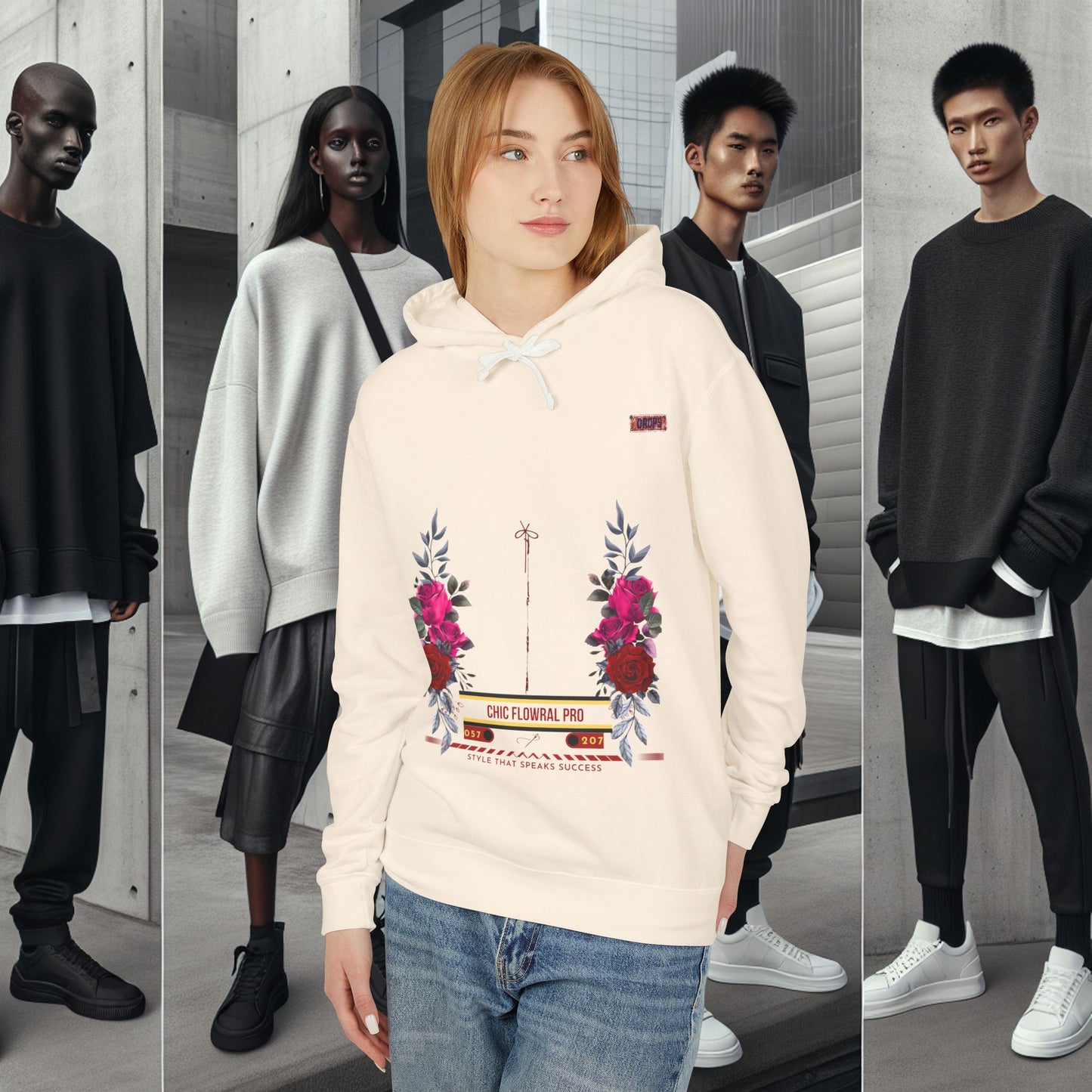 Lightweight Hooded Sweatshirt_ Series UWD 053_ Limited Edition Floral Streetwear by WesternWaves: