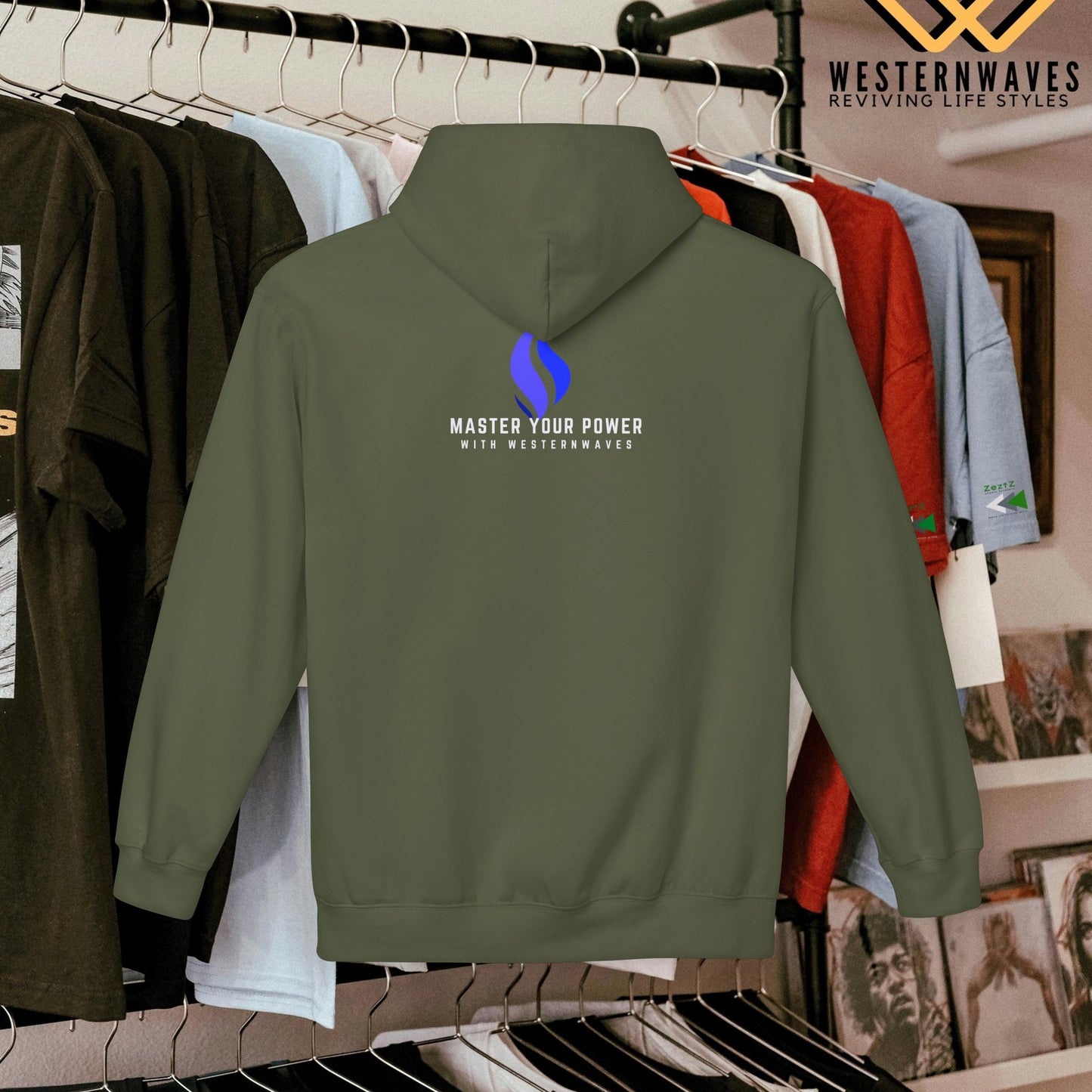 Unisex Midweight Softstyle Fleece Hoodie_ N3+ Series USMWSSFH PT2WW004_ Limited Edition Luxuriously Soft 100% Cotton Face by WesternWaves:
