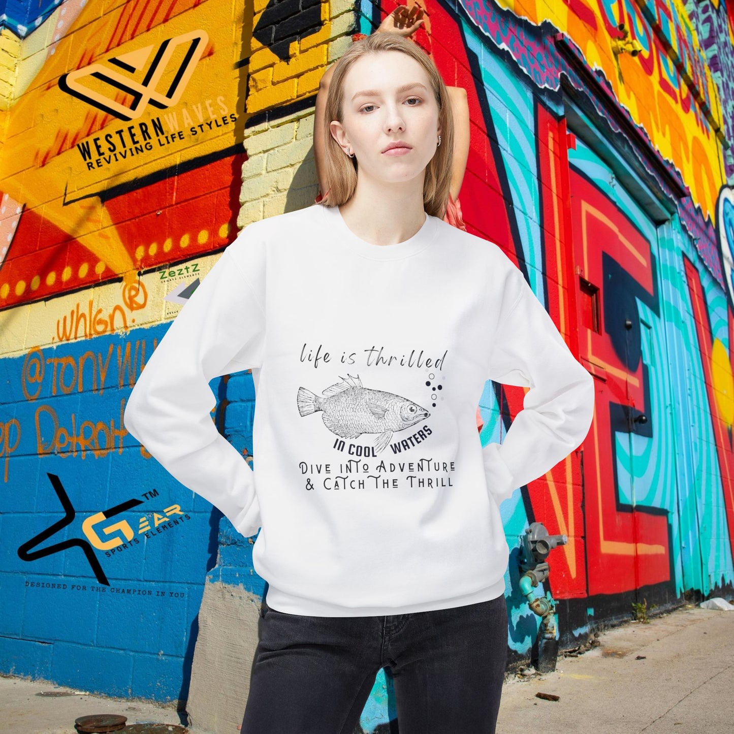 Unisex Midweight Softstyle Fleece Crewneck Sweatshirt_ N3+ Series USMWSSFCNSS PT2WW007_ Limited Edition Stylish Eco-conscious Raw Classic by WesternWaves: