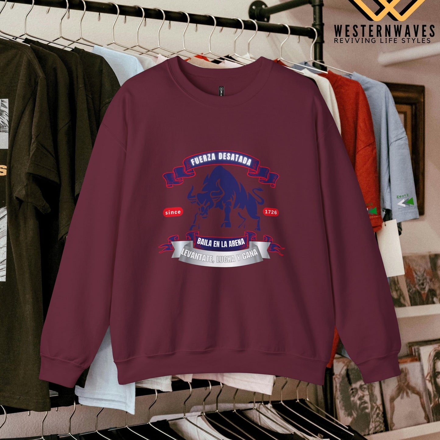 Unisex Heavy Blend™ Crewneck Sweatshirt_ N3+ Series UHBCSS PT2WW038_ Limited Edition Pure Luxury By WesternWaves: