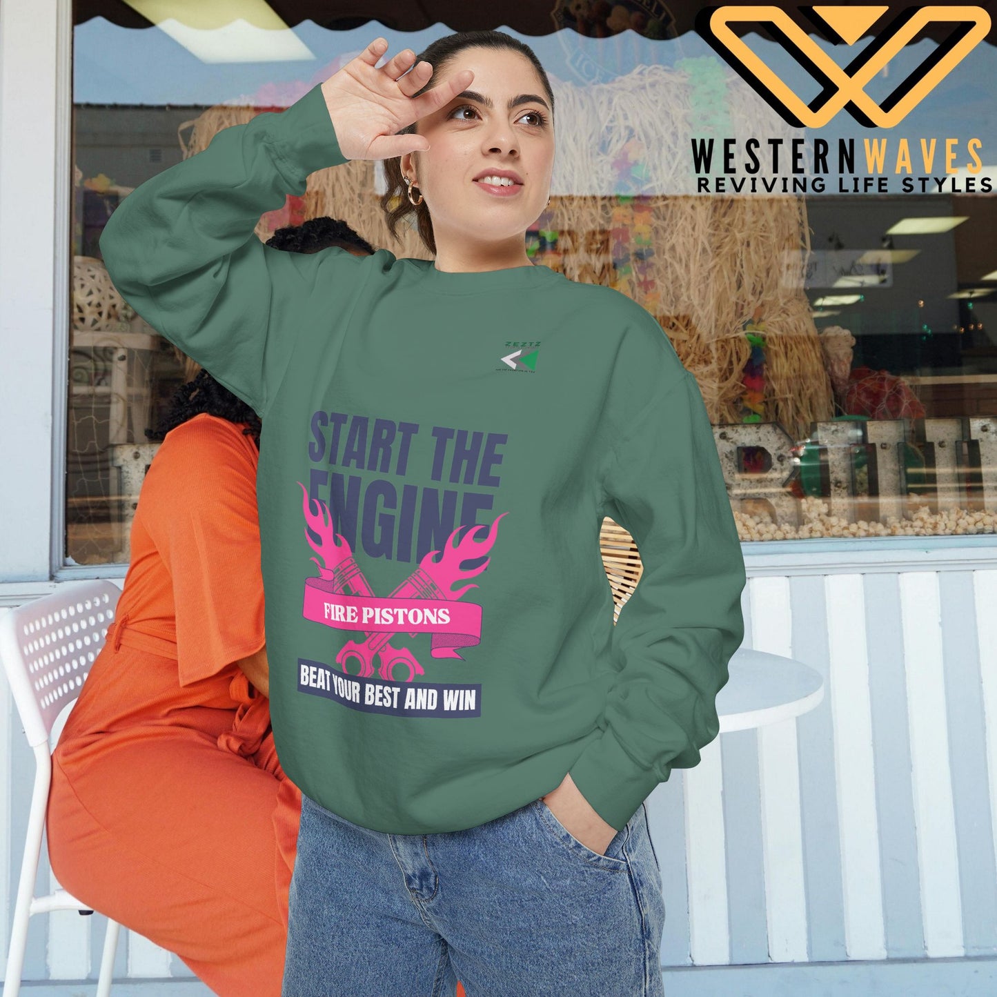 Unisex Garment-Dyed Sweatshirt_ N2 Series USGDSS PT2WW002_ Limited Edition Masterpiece of ‘ZeztZ’ Sports Brand _ Luxury & Casual Comfort by WesternWaves: