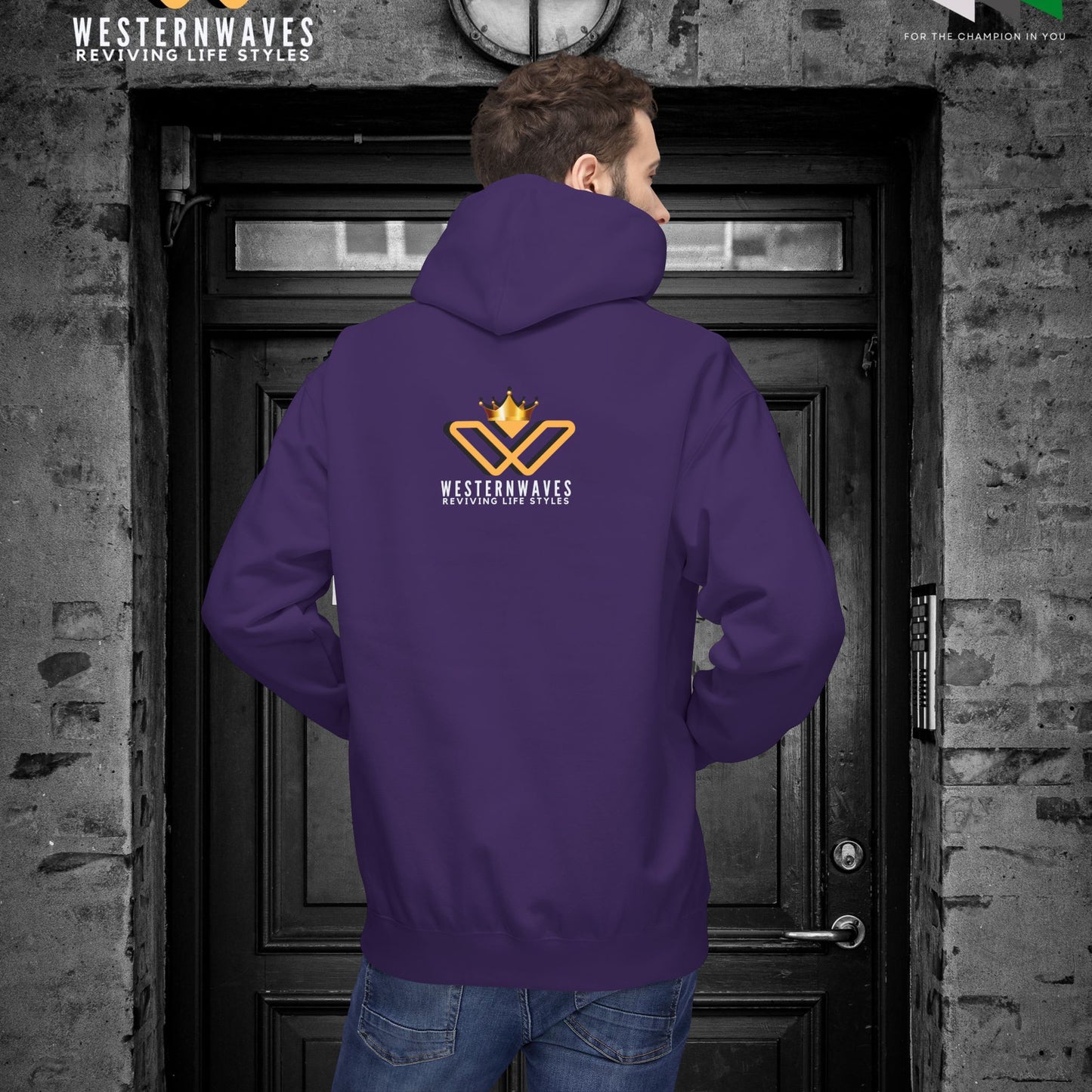 Unisex Midweight Softstyle Fleece Hoodie_ N3+ Series USMWSSFH PT2WW009_ Limited Edition Luxuriously Soft 100% Cotton Face by WesternWaves: