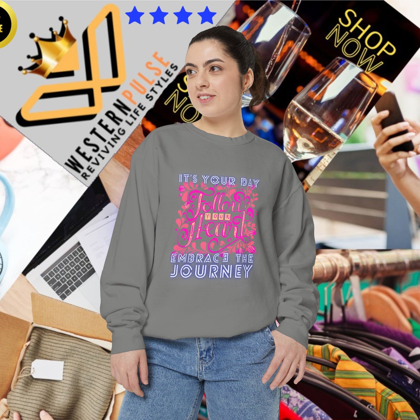 Unisex Garment-Dyed Sweatshirt_ N3+ Series UGDSS PT2WW001_ WesternWaves Limited Edition: