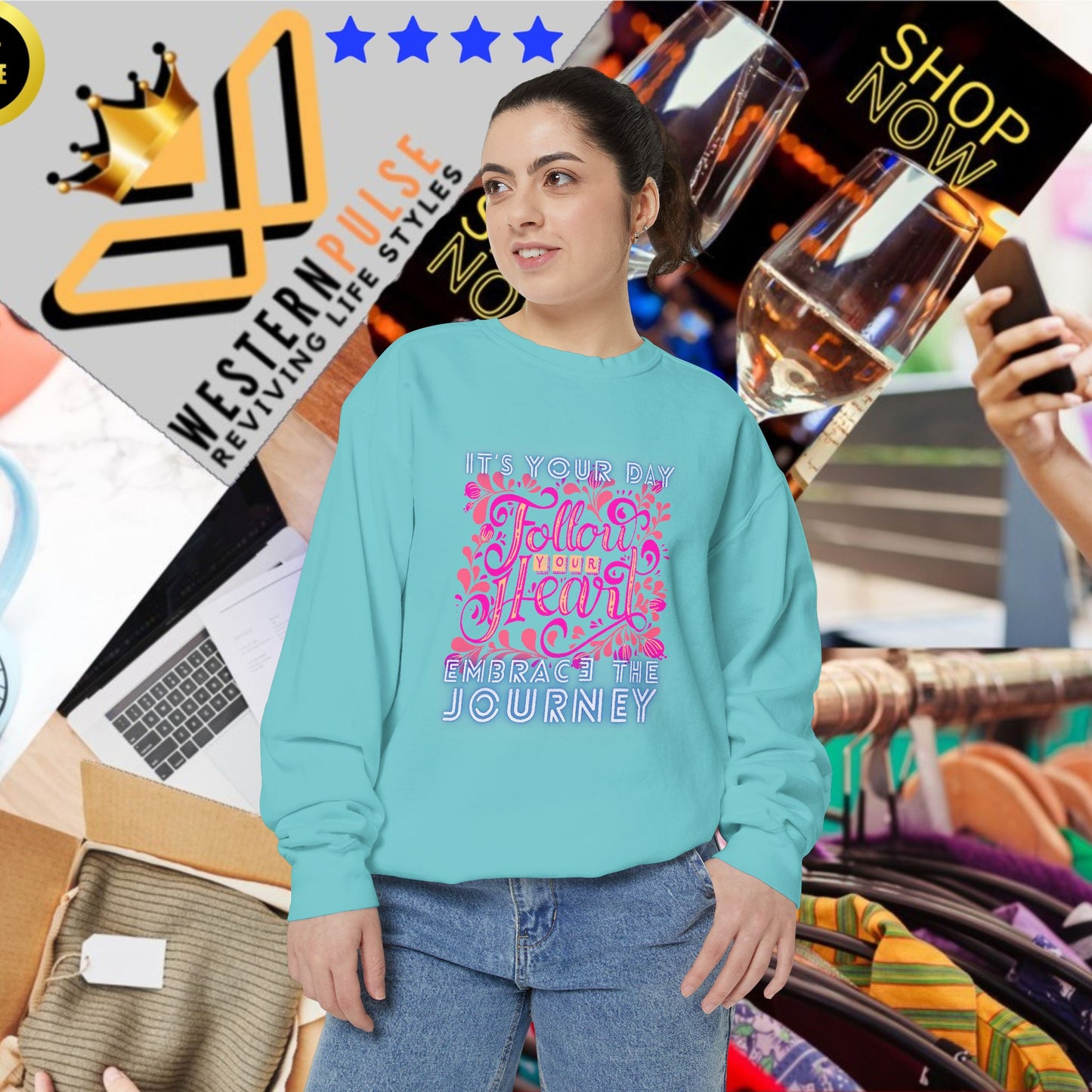 Unisex Garment-Dyed Sweatshirt_ N3+ Series UGDSS PT2WW001_ WesternWaves Limited Edition: