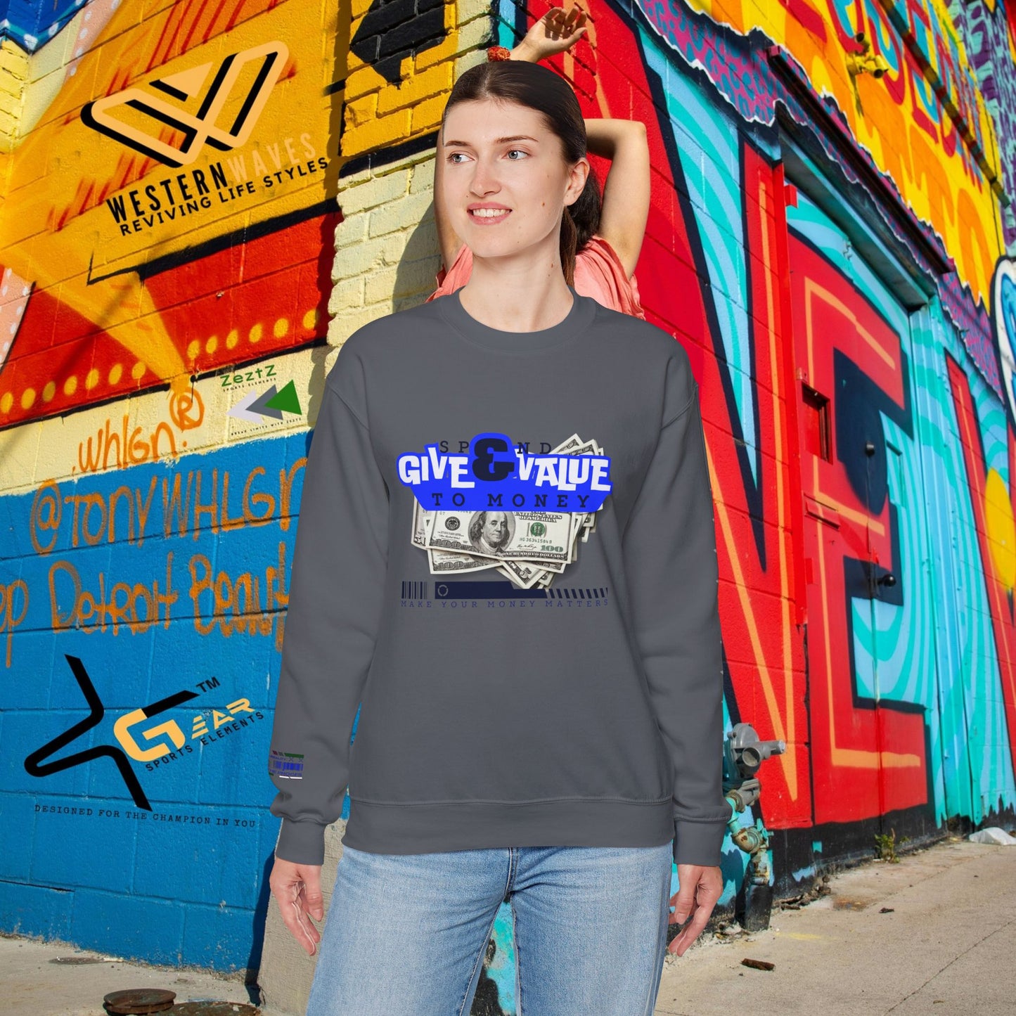 Unisex Heavy Blend™ Crewneck Sweatshirt_ N3+ Series UHBCSS PT2WW036_ Limited Edition Pure Luxury By WesternWaves: