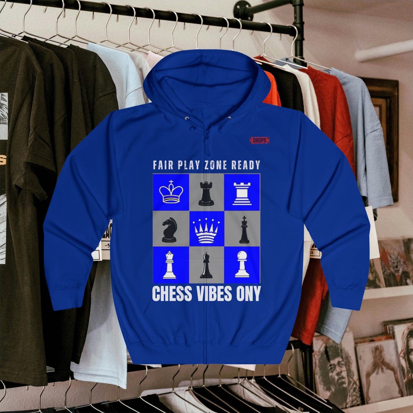 Unisex Full Zip Hoodie_ UWDP3_ Series N8+ USFZH PT2WW001_ Limited Edition Unique Chess Merch by WesternWaves: