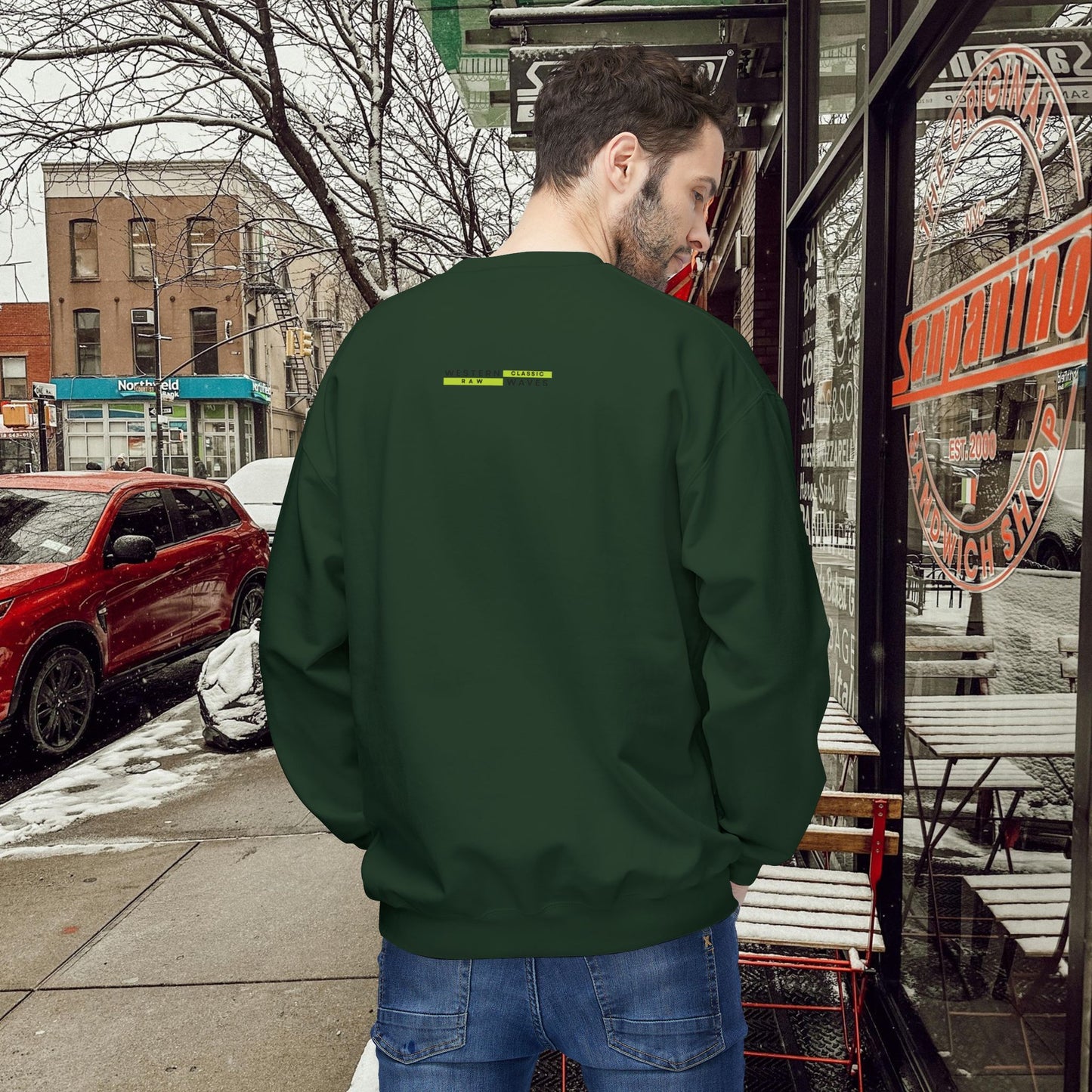 Unisex Midweight Softstyle Fleece Crewneck Sweatshirt_ N2+ Series USMWSSFCNSS PT2WW009_ Limited Edition Stylish Eco-conscious Raw Classic by WesternWaves: