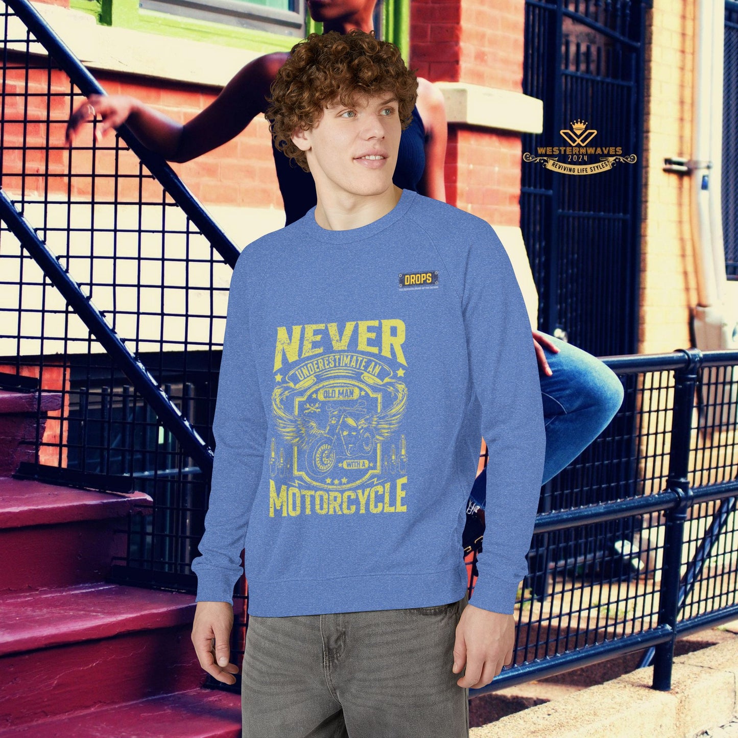 Unisex French Terry Raglan Crewneck_ 29 June 2025_ Limited Edition Vintage Motorcycle Apparel by WesternWaves: