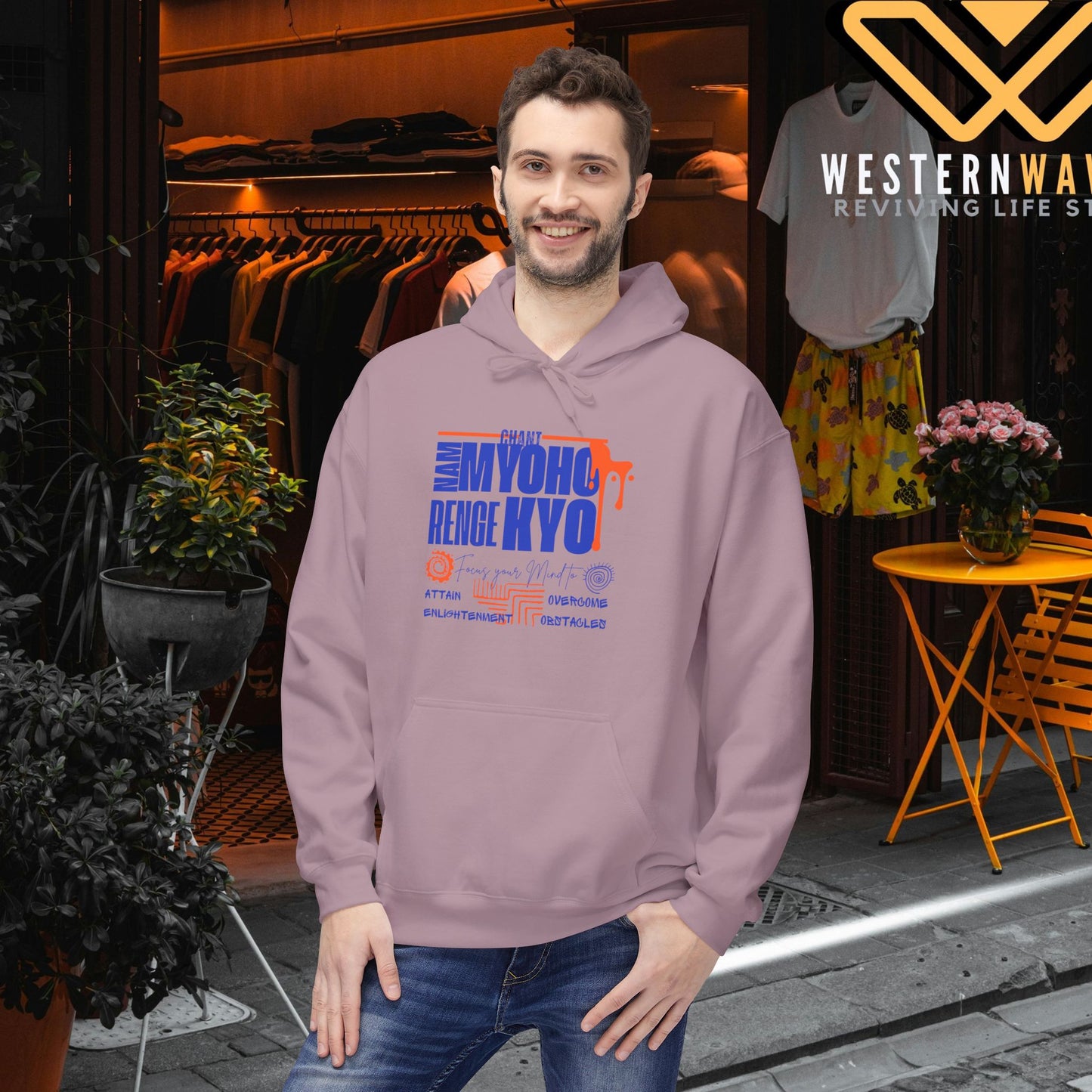 Unisex Midweight Softstyle Fleece Hoodie_ N3+ Series USMWSSFH PT2WW003_ Limited Edition Luxuriously Soft 100% Cotton Face by WesternWaves: