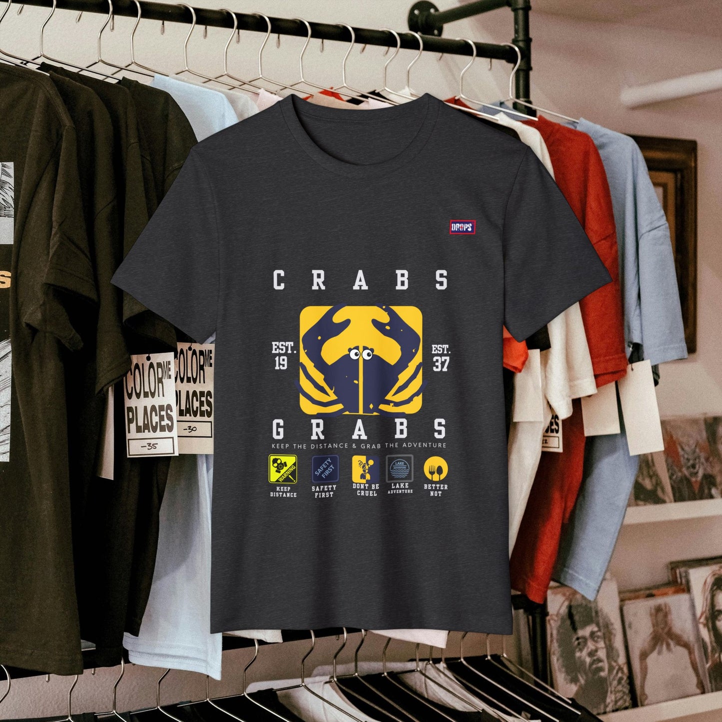Eco-Friendly Crab Graphic Tee, Sustainable Fashion T-Shirt, Unisex Nature Lover Gift, Beach Vibes Apparel, Boho T-Shirt_ 22 May 2025_ 001