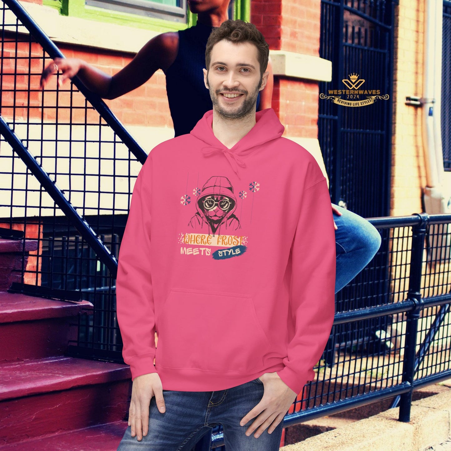 Unisex Midweight Softstyle Fleece Hoodie_ N3+ Series USMWSSFH PT2WW002_ Limited Edition Luxuriously Soft 100% Cotton Face by WesternWaves:
