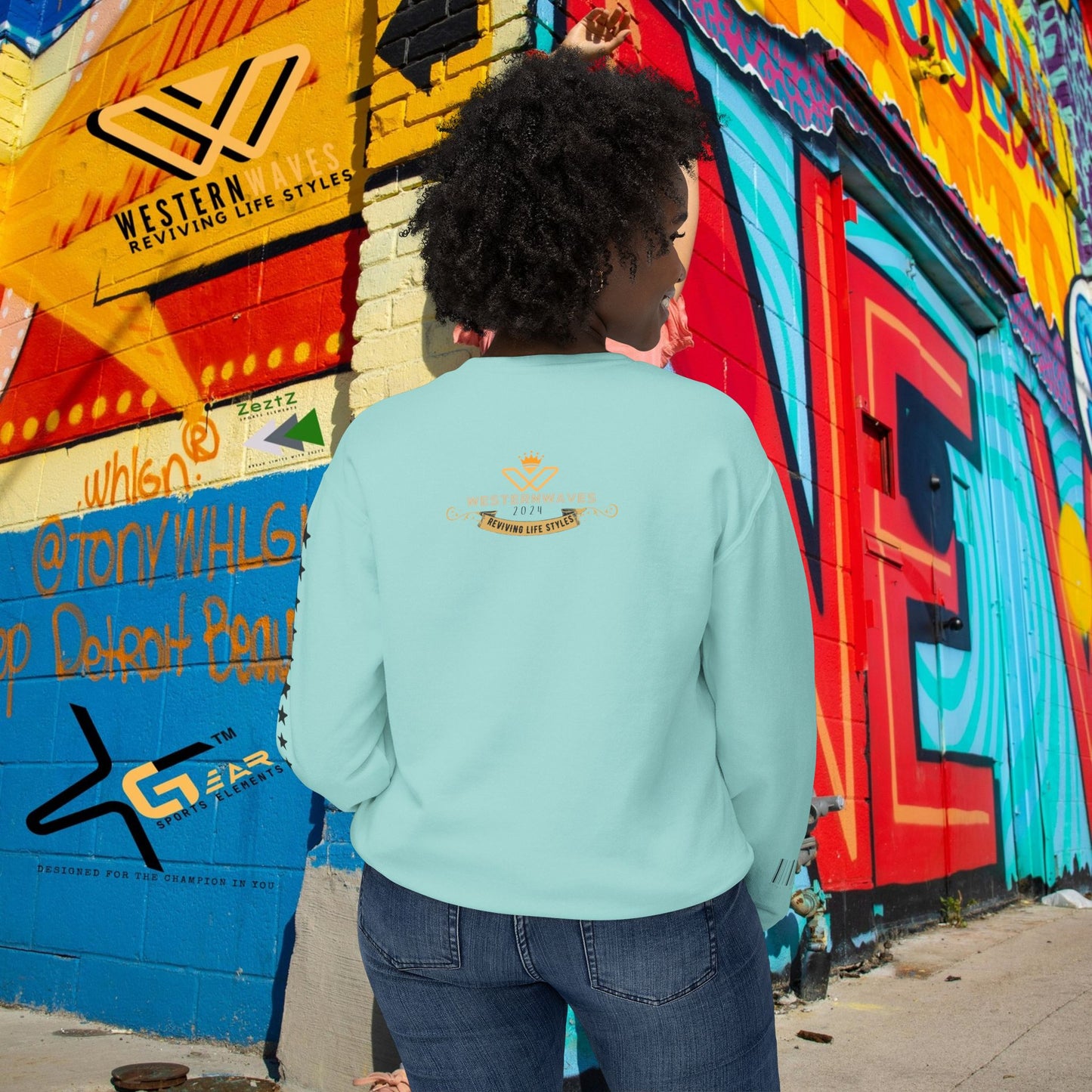 Unisex Lightweight Crewneck Sweatshirt_ N3+ Series ULWCSS PT2WW013_ Limited Edition Conscious Fashion Collaboration by WesternWaves: