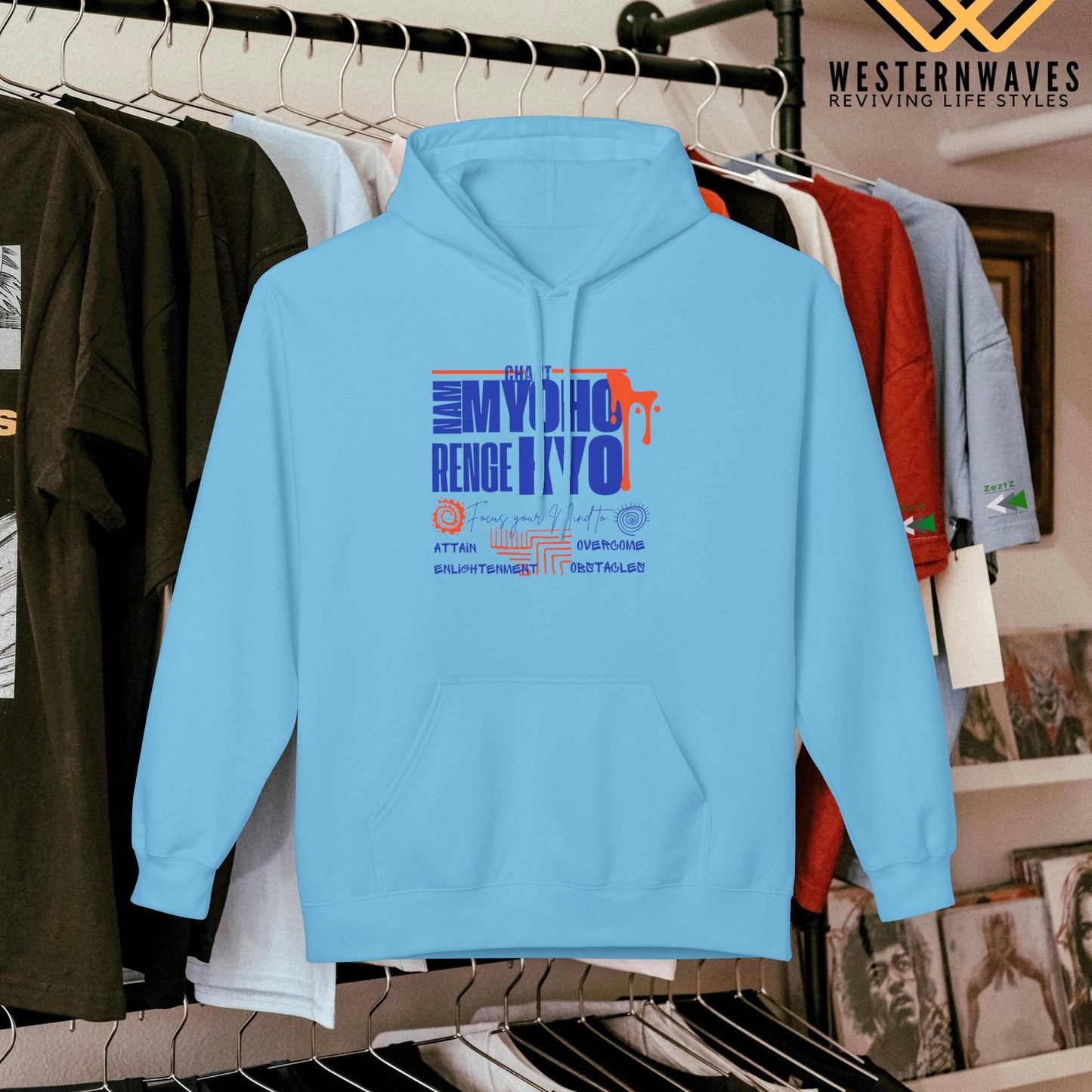 Unisex Midweight Softstyle Fleece Hoodie_ N3+ Series USMWSSFH PT2WW003_ Limited Edition Luxuriously Soft 100% Cotton Face by WesternWaves:
