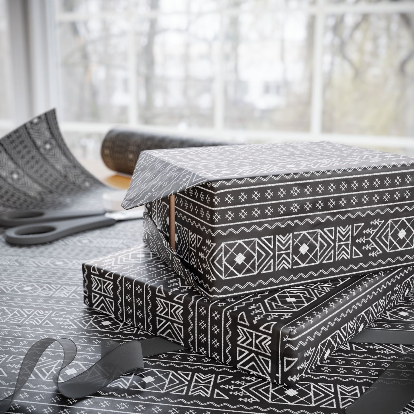 Wrapping Papers - Elegant Black Pattern - Perfect for Gift Giving and Special Occasions_ N6+ Series WPEPG PT2WW001_ Limited Edition by WesternWaves: