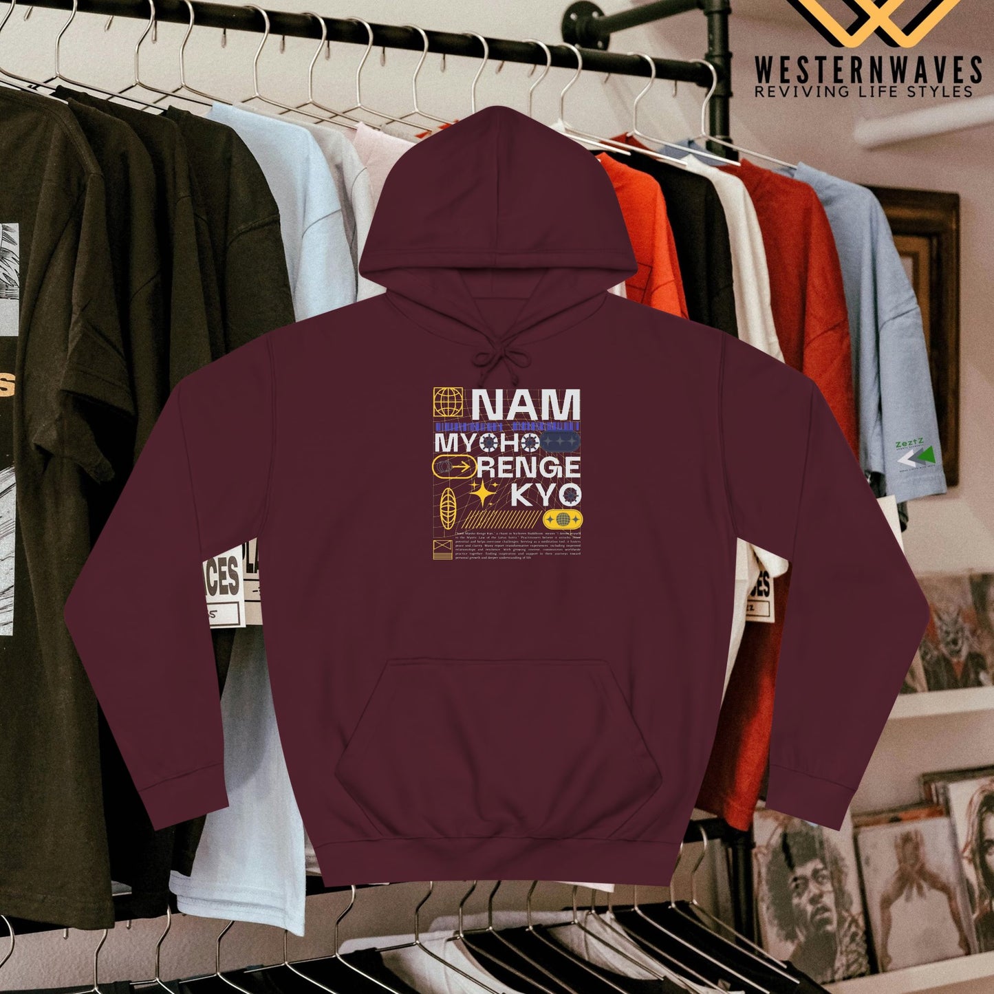 Unisex College Hoodie_ N2+ Series USCH PT2WW006_ Limited Edition Timeless Unisex Design by WesternWaves: