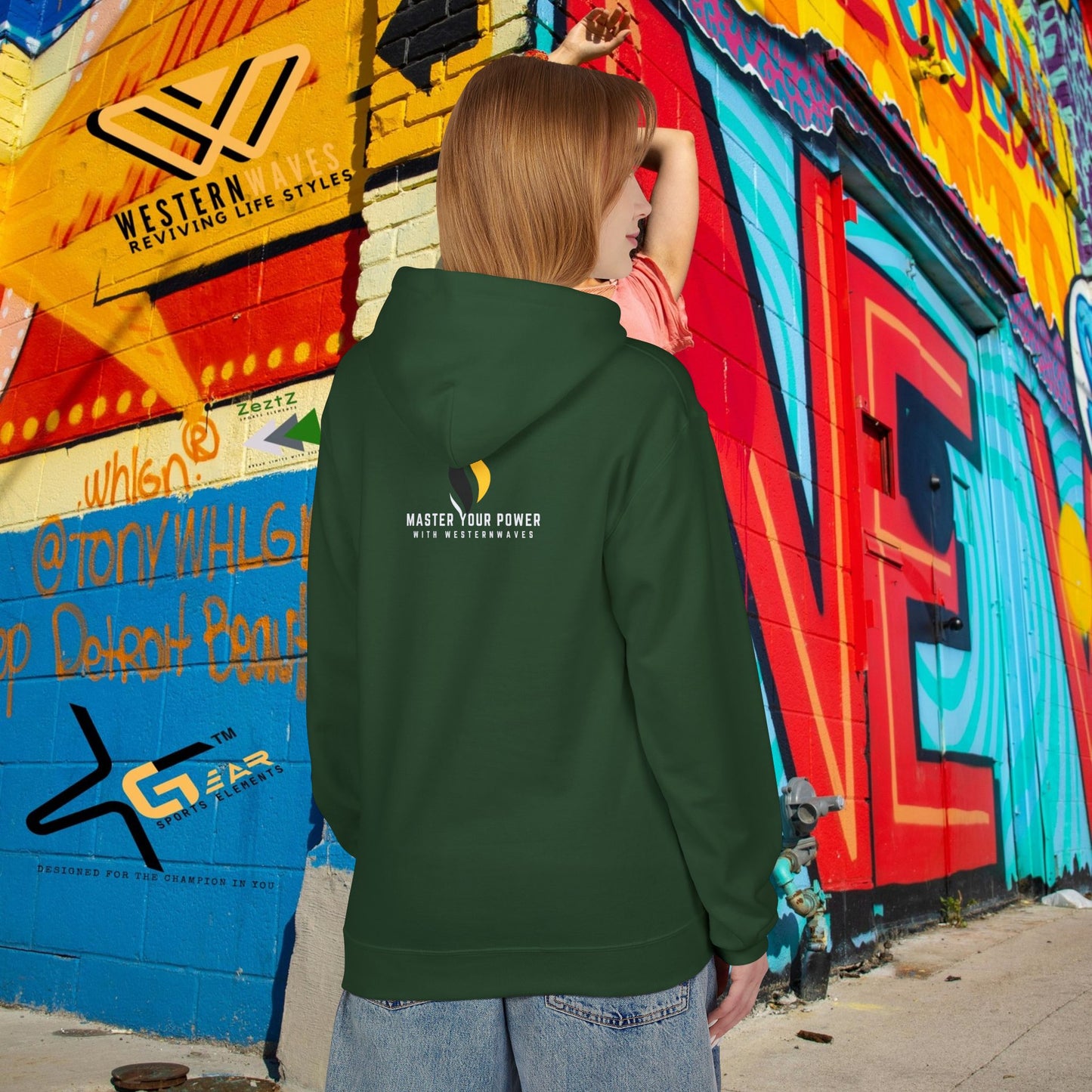 Unisex Midweight Softstyle Fleece Hoodie_ N3+ Series USMWSSFH PT2WW002_ Limited Edition Luxuriously Soft 100% Cotton Face by WesternWaves: