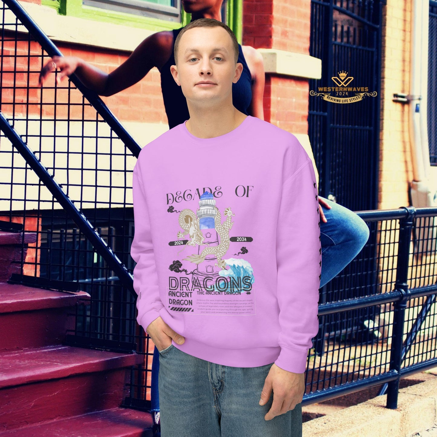 Unisex Lightweight Crewneck Sweatshirt_ N3+ Series ULWCSS PT2WW013_ Limited Edition Conscious Fashion Collaboration by WesternWaves: