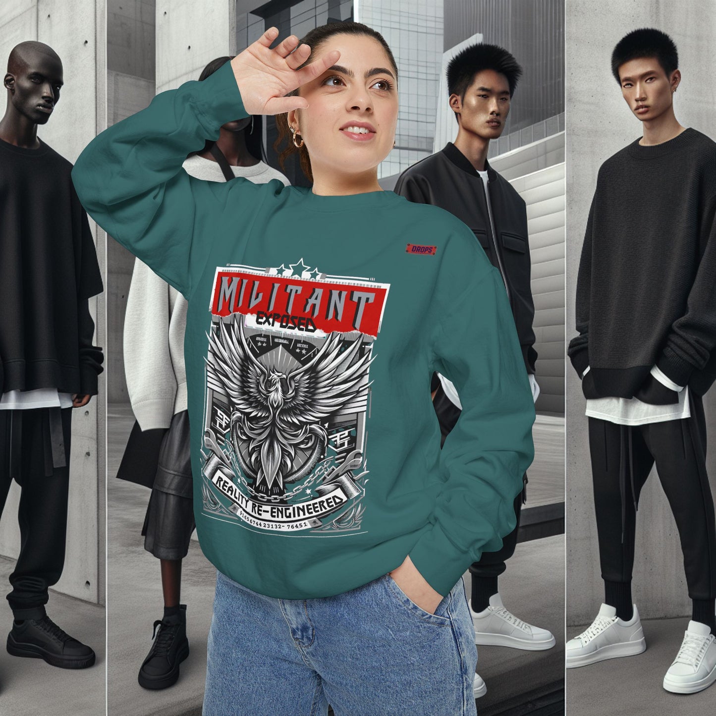 Unisex Garment-Dyed Sweatshirt_ N8+ Series SPW USMWSSFCNSS PT2WW001_ Limited Edition by WesternWaves: