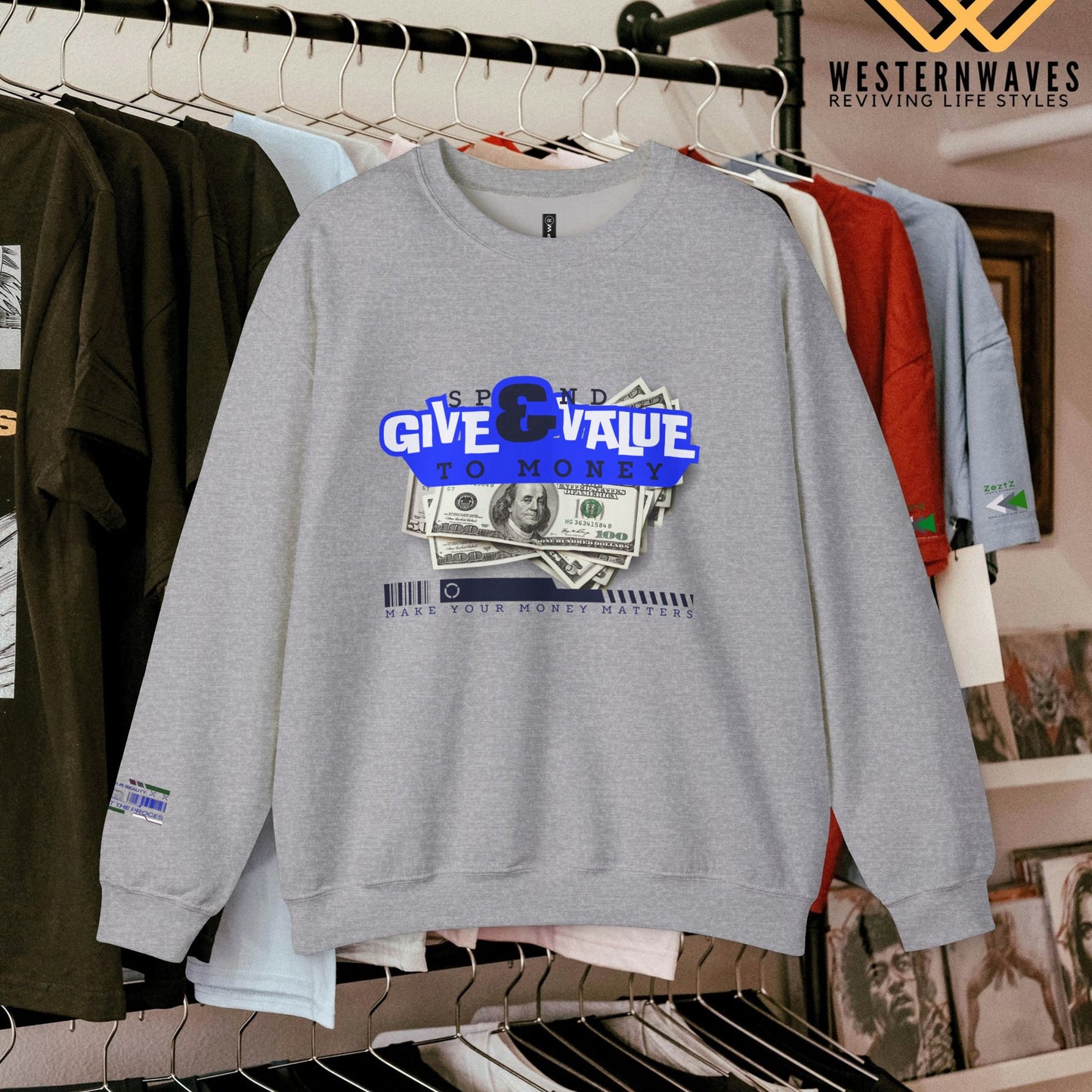 Unisex Heavy Blend™ Crewneck Sweatshirt_ N3+ Series UHBCSS PT2WW036_ Limited Edition Pure Luxury By WesternWaves: