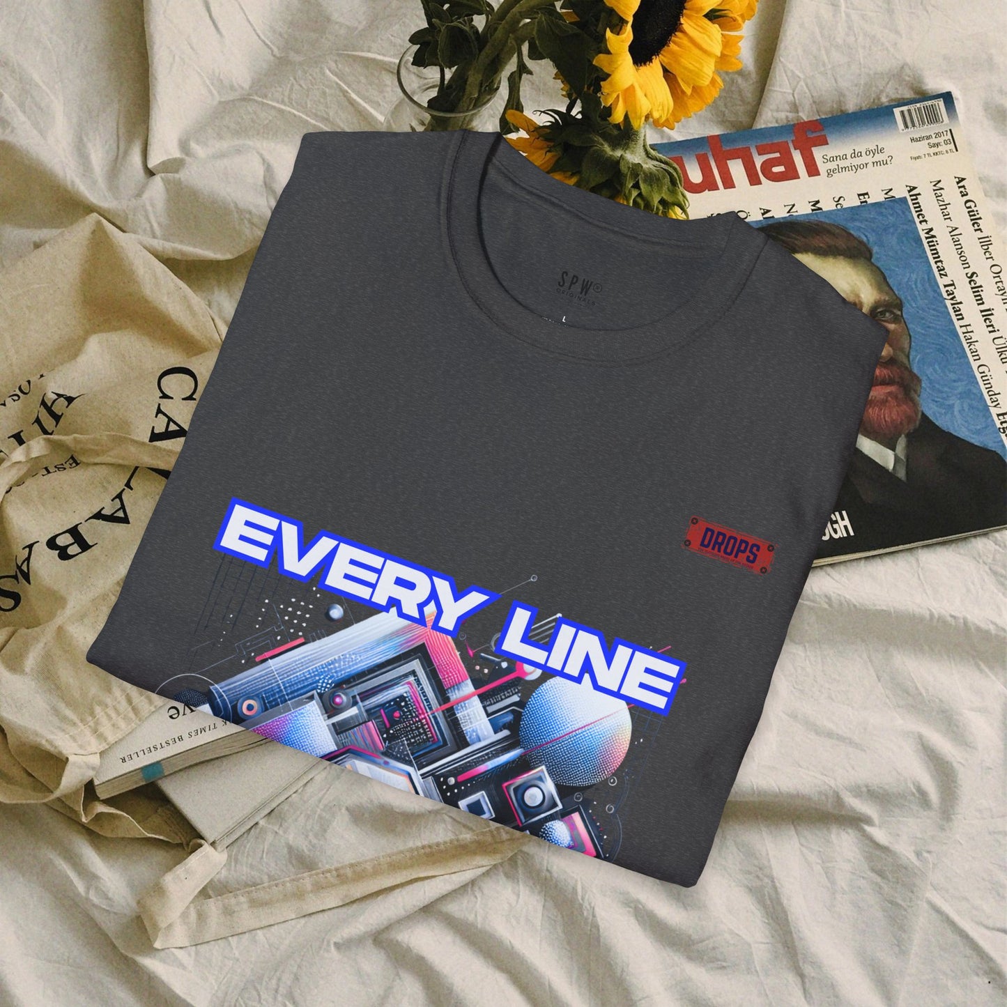 Every Line Graphic Unisex Softstyle T-Shirt | Retro Art Tee, Casual Wear, Gift for Art Lovers, Streetwear, Everyday Style