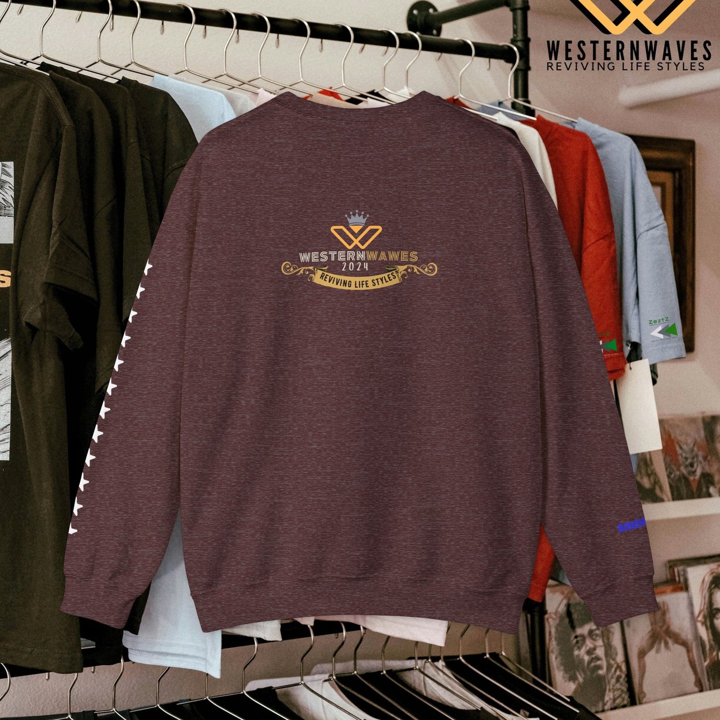 Unisex Heavy Blend™ Crewneck Sweatshirt_ N3+ Series UHBCSS PT2WV011_ Limited Edition Pure Luxury by WesternWaves: