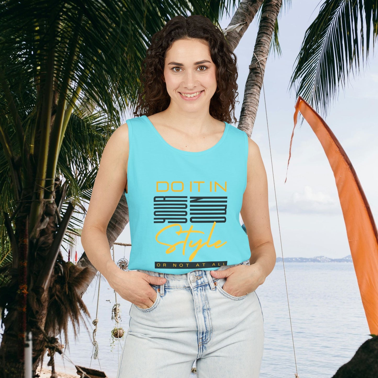Unisex Garment-Dyed Tank Top_ N2+ Series USGDTT PT2WW015_ Limited Edition Comfort & Style by WesternWaves: