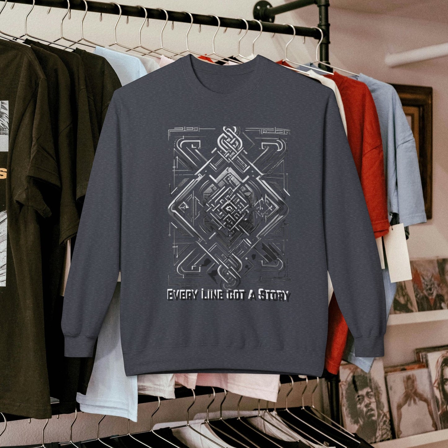Every Line Got A Story Sweatshirt | Unisex Fleece Crewneck, Cozy Pullover, Artistic Gift, Casual Layer, Everyday Wear