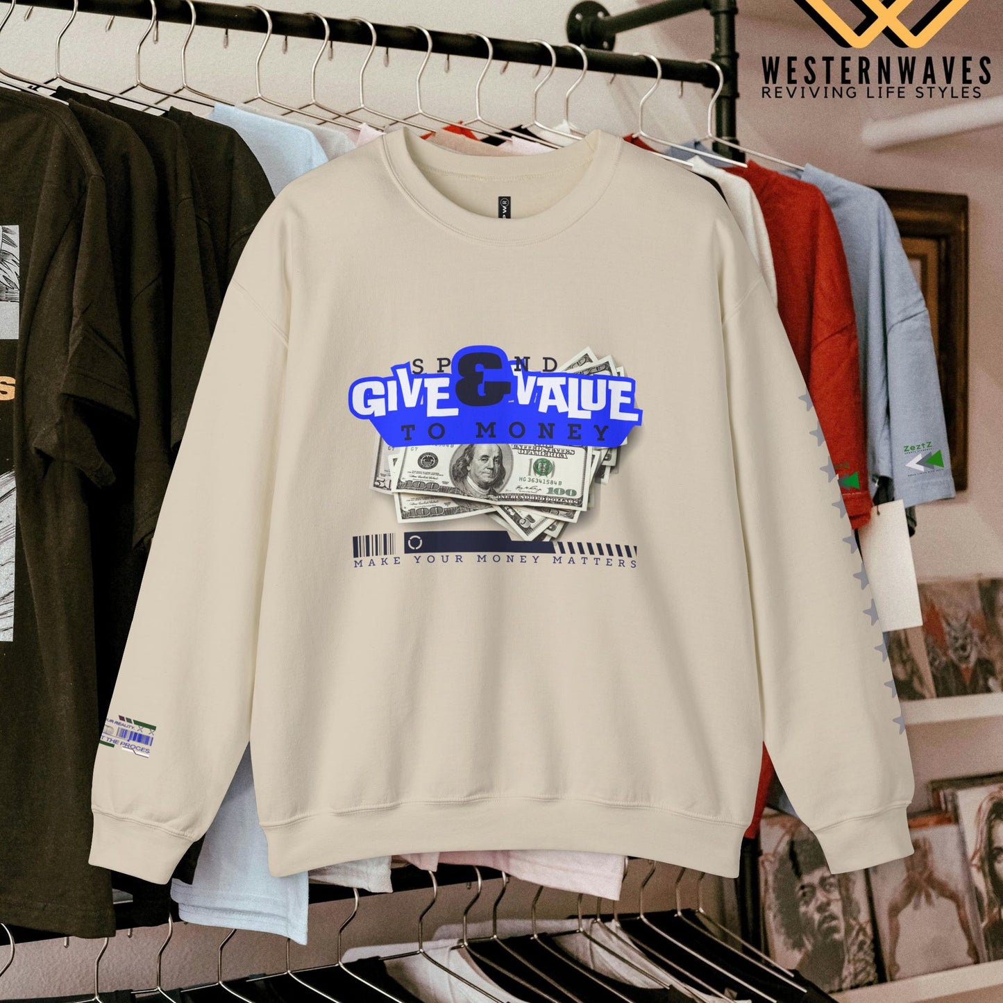 Unisex Heavy Blend™ Crewneck Sweatshirt_ N3+ Series UHBCSS PT2WW036_ Limited Edition Pure Luxury By WesternWaves: