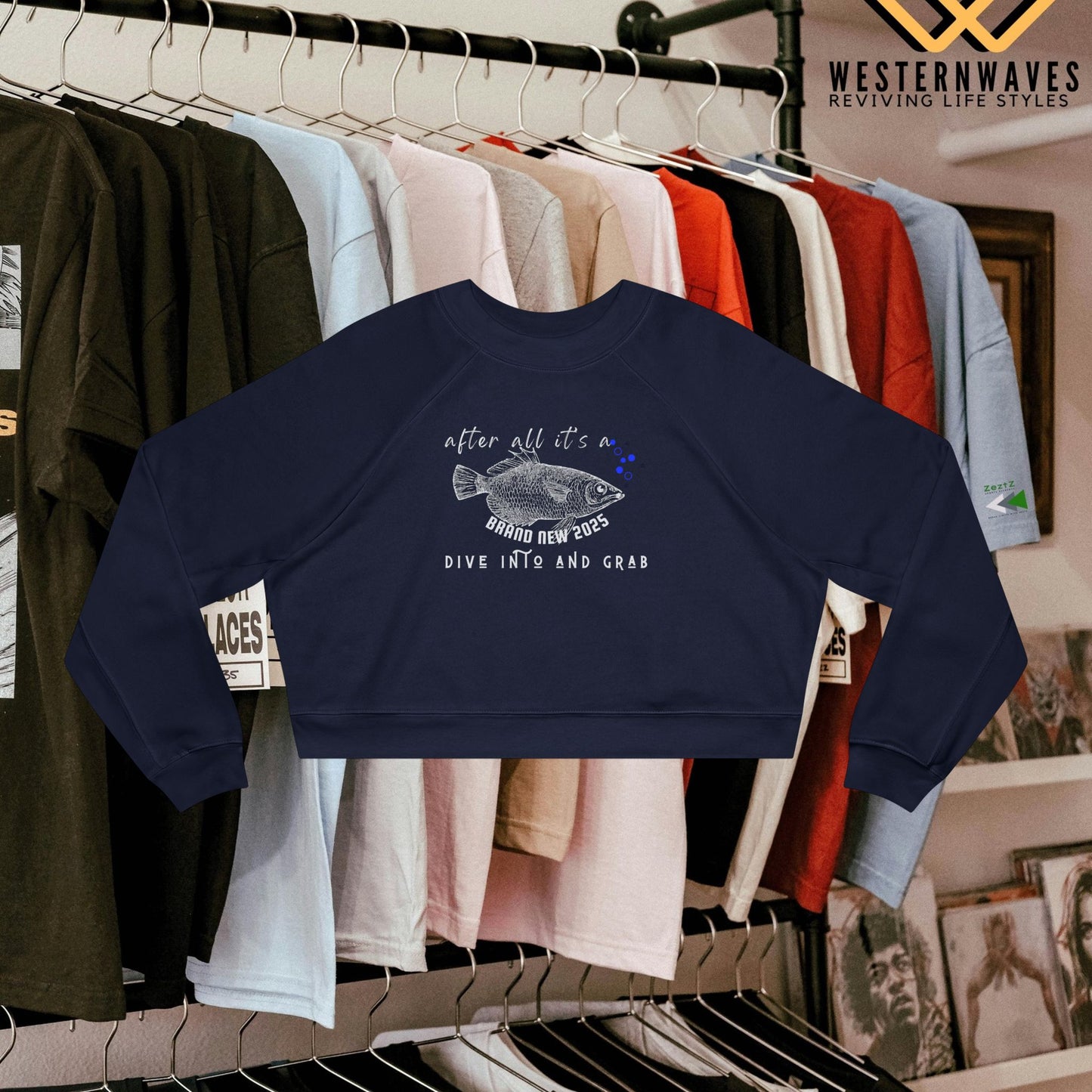 Women's Cropped Fleece Pullover_ N3+ Series WCFPOH PT2WW002_ Limited Edition High-quality Composition Product by WesternWaves: