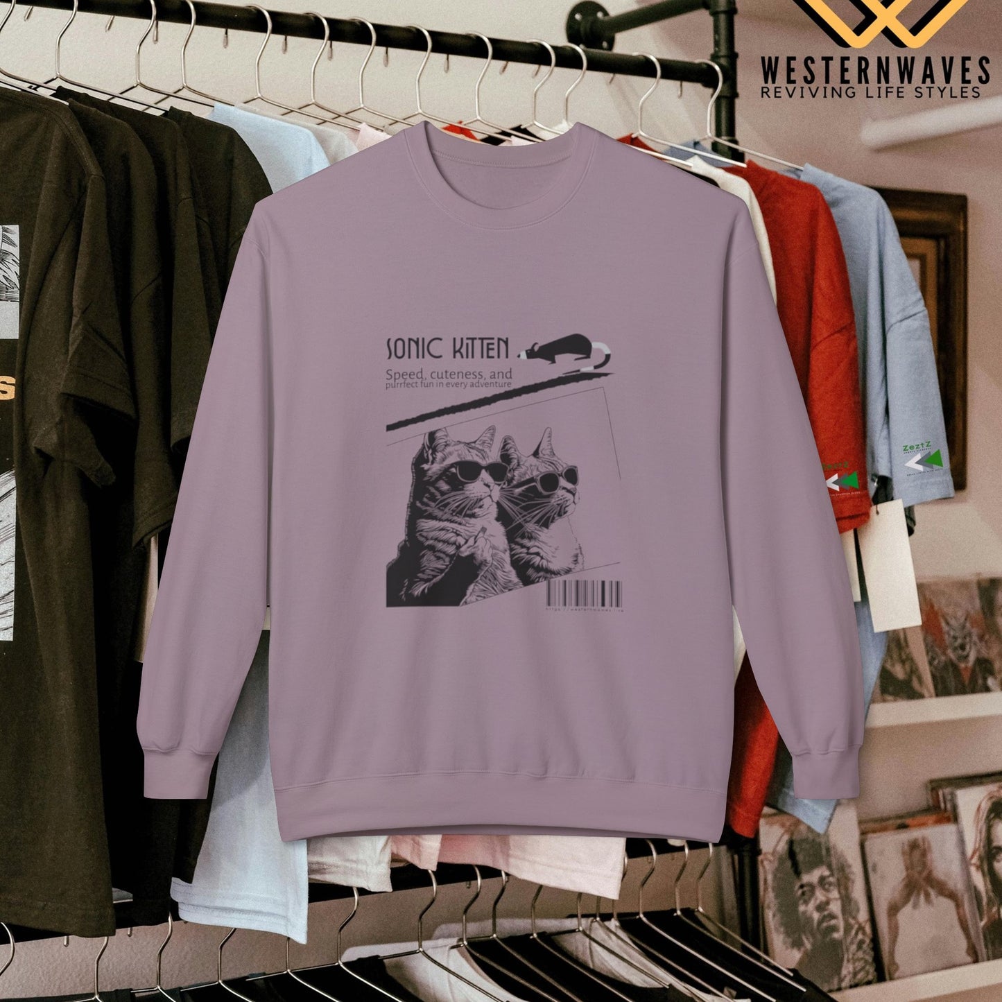 Unisex Midweight Fleece Crewneck Sweatshirt_ N3+ Series UXMWFCS PT2WW015_ WesternWaves Signature Limited Edition: