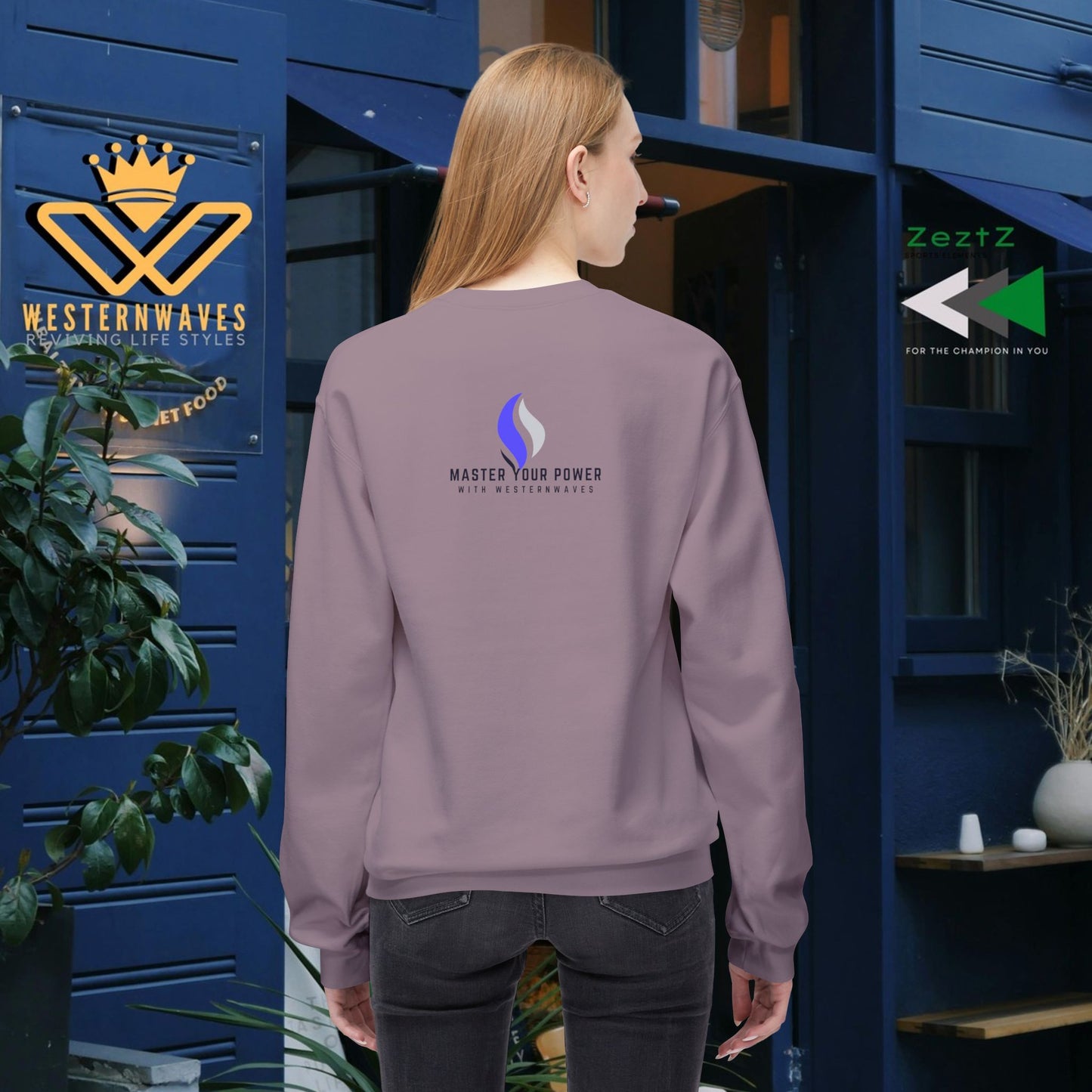 Unisex Midweight Softstyle Fleece Crewneck Sweatshirt_ N3+ Series USMWSSFCNSS PT2WW001_ Limited Edition Stylish Eco-conscious Raw Classic by WesternWaves: