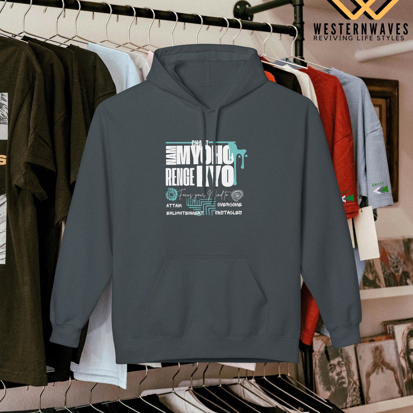 Unisex Midweight Softstyle Fleece Hoodie_ N3+ Series USMWSSFH PT2WW004_ Limited Edition Luxuriously Soft 100% Cotton Face by WesternWaves: