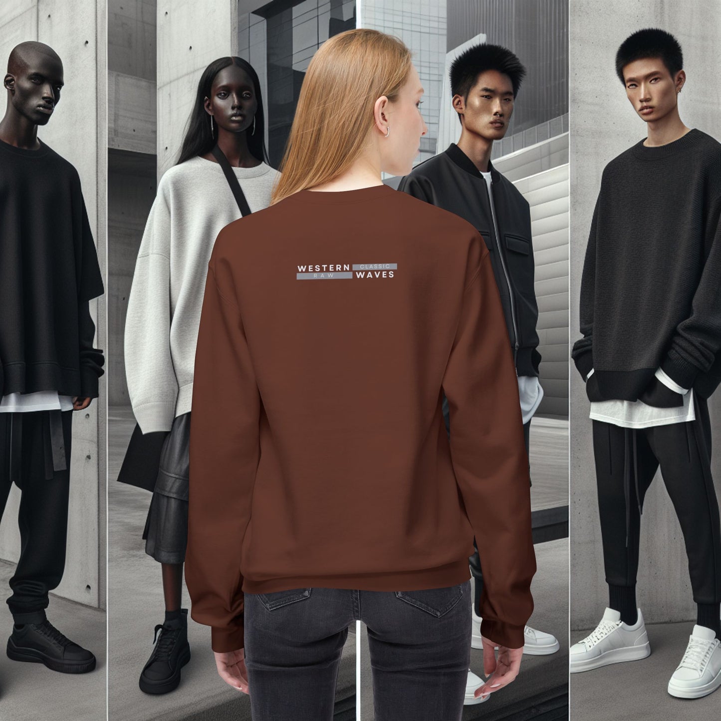 Urban Nomad Fleece Crewneck Sweatshirt_ UWD 0027_ | Cozy Streetwear Style, Perfect for Travel, Gifts, Fall & Winter Layers, Graphic Pullover
