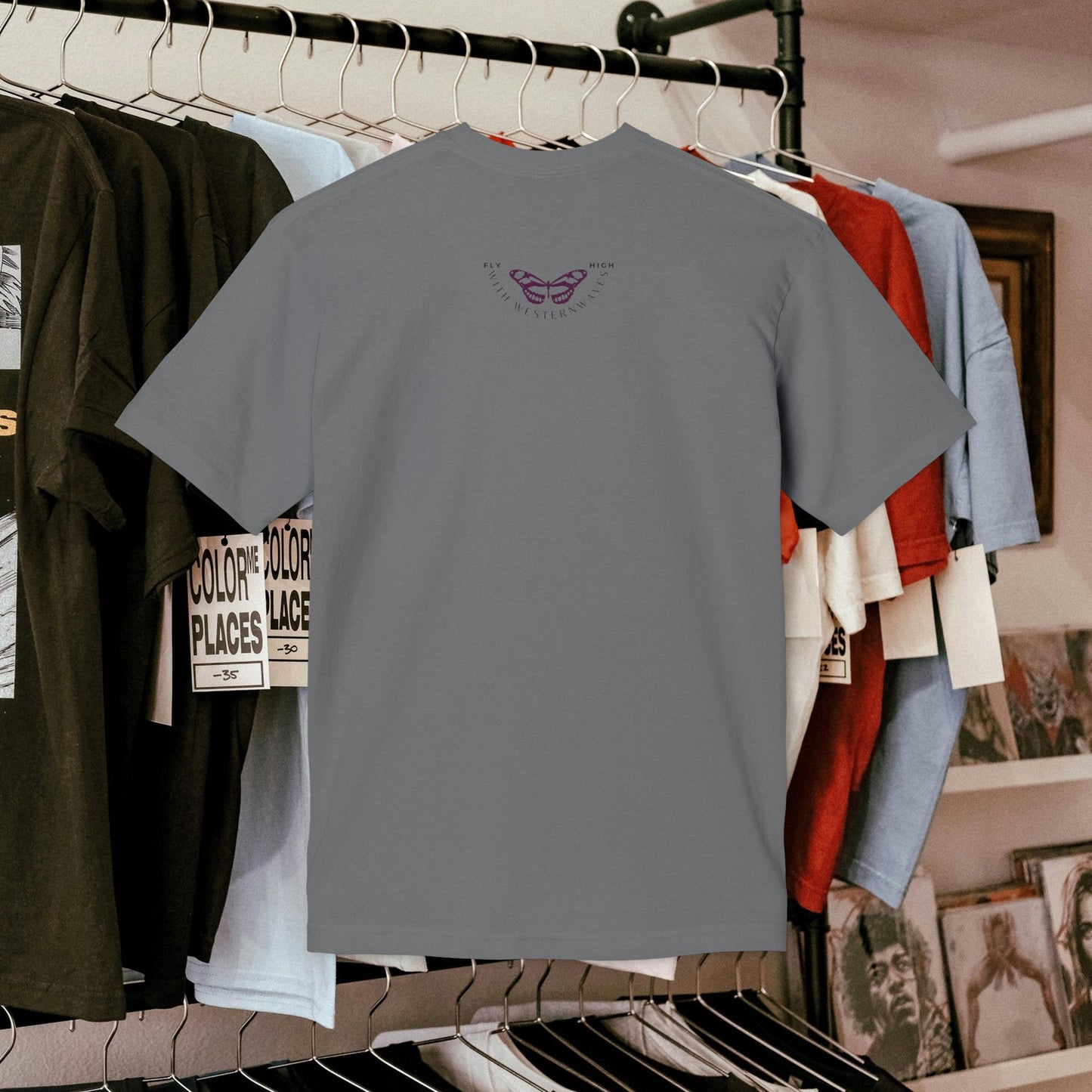Unisex Midweight T-shirt, Made in USA_ N+ Series UMTS PT2WW007_ Limited Edition Design by WesternWaves: