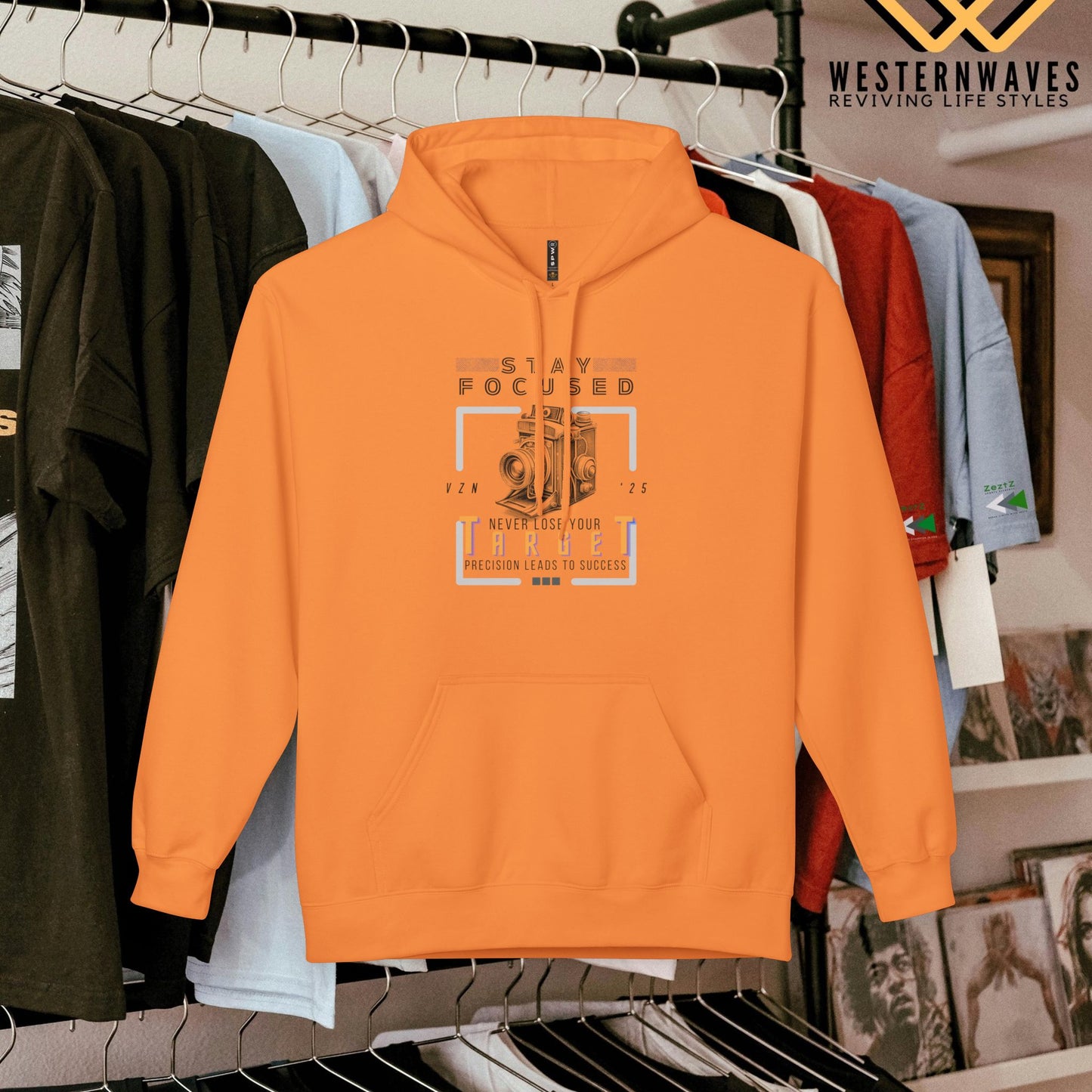 Unisex Midweight Softstyle Fleece Hoodie_ N3+ Series USMWSSFH PT2WW006_ Limited Edition Luxuriously Soft 100% Cotton Face by WesternWaves: