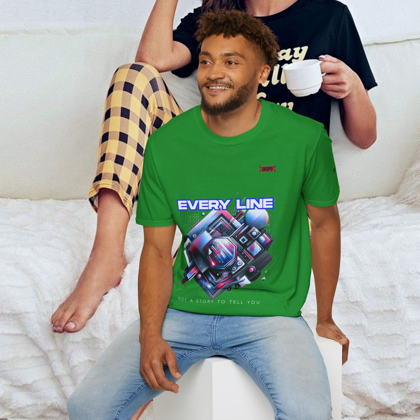 Every Line Graphic Unisex Softstyle T-Shirt | Retro Art Tee, Casual Wear, Gift for Art Lovers, Streetwear, Everyday Style