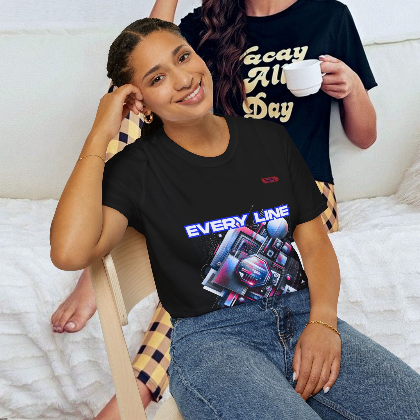 Every Line Graphic Unisex Softstyle T-Shirt | Retro Art Tee, Casual Wear, Gift for Art Lovers, Streetwear, Everyday Style