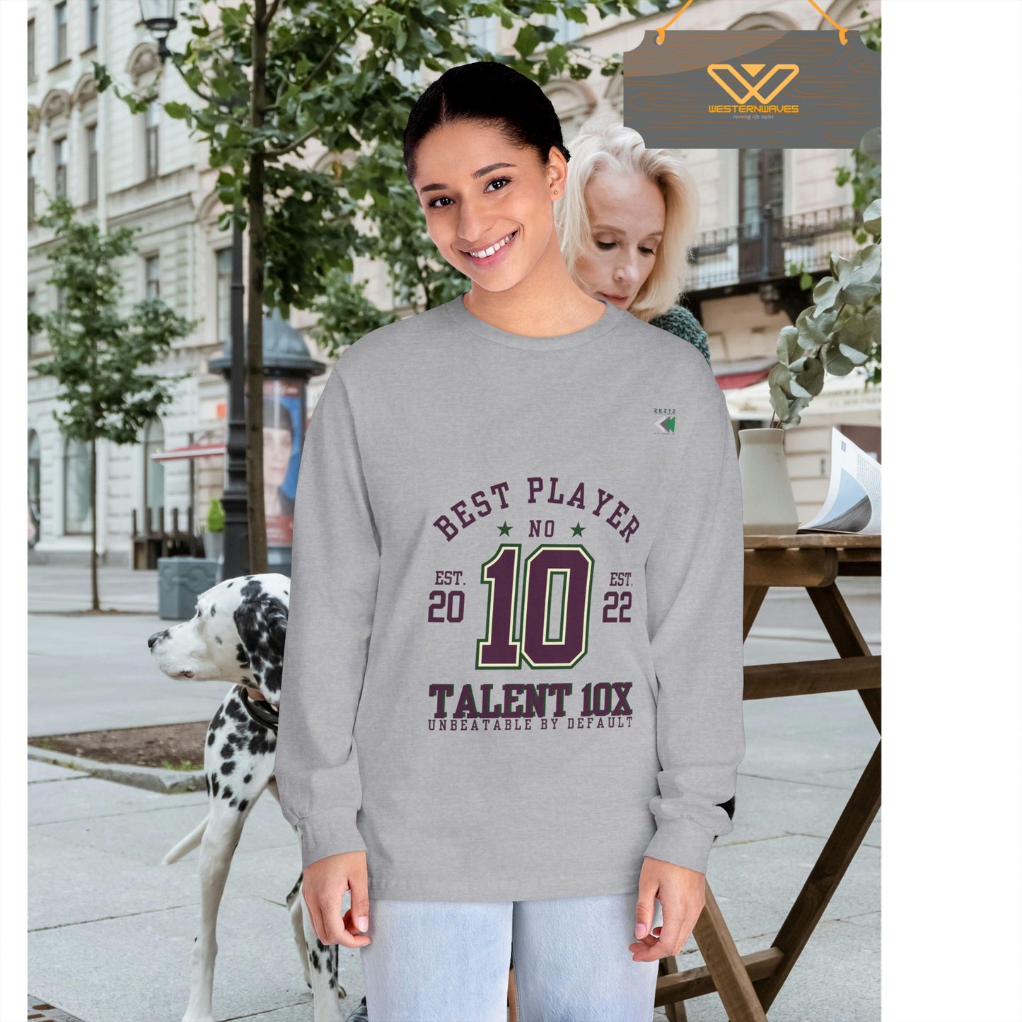 Unisex Classic Long Sleeve T-Shirt - Talent 10x, Perfect for Sports Lovers_ N6+ Series USCLSTS PT2WW001_ Limited Edition by WesternWaves: