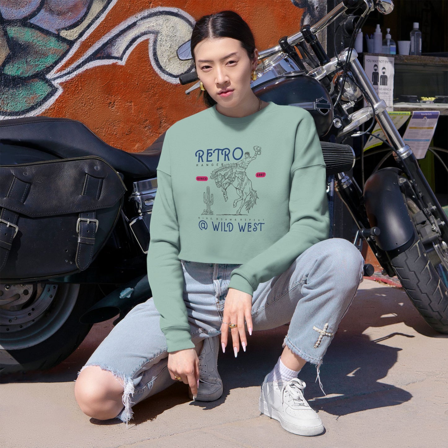 Women's Cropped Sweatshirt_ N2+ Series WCSS PT2WW001_ Limited Edition Utmost Comfort by WesternWaves:
