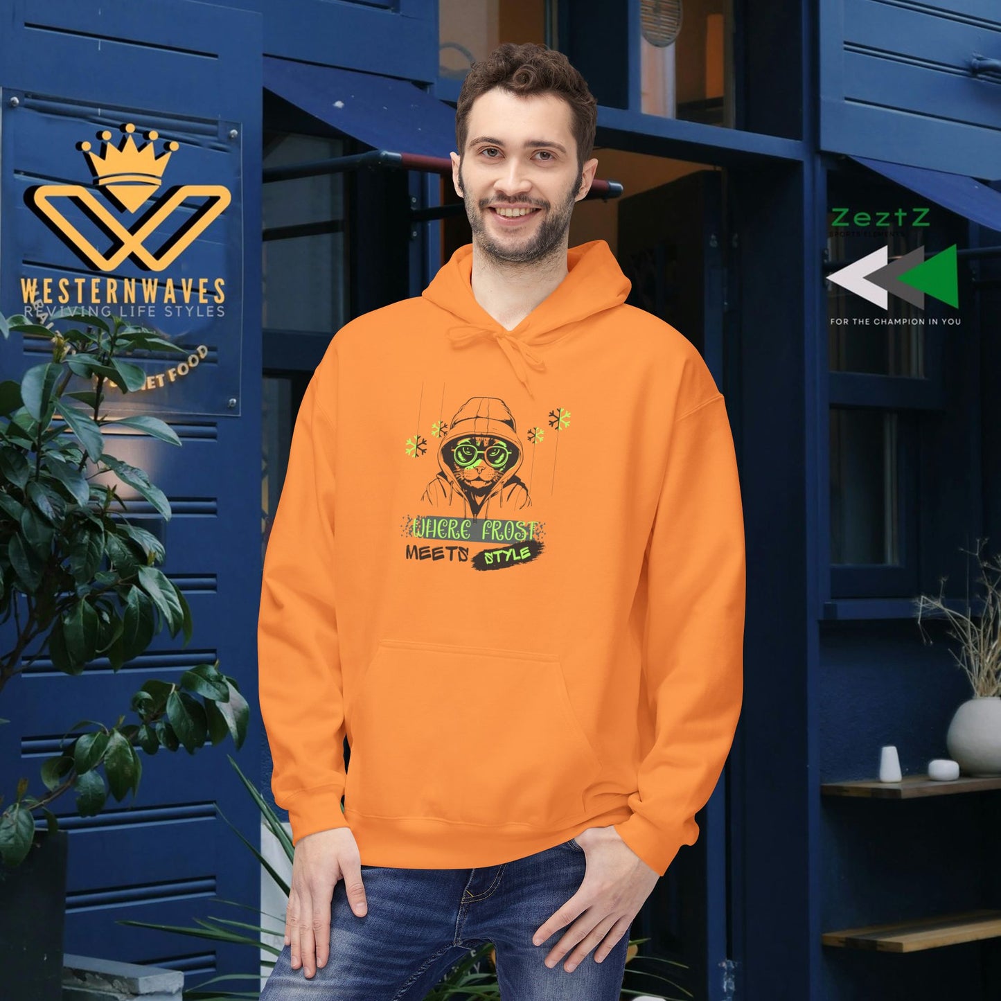 Unisex Midweight Softstyle Fleece Hoodie_ N3+ Series USMWSSFH PT2WW001_ Limited Edition Luxuriously Soft 100% Cotton Face by WesternWaves: