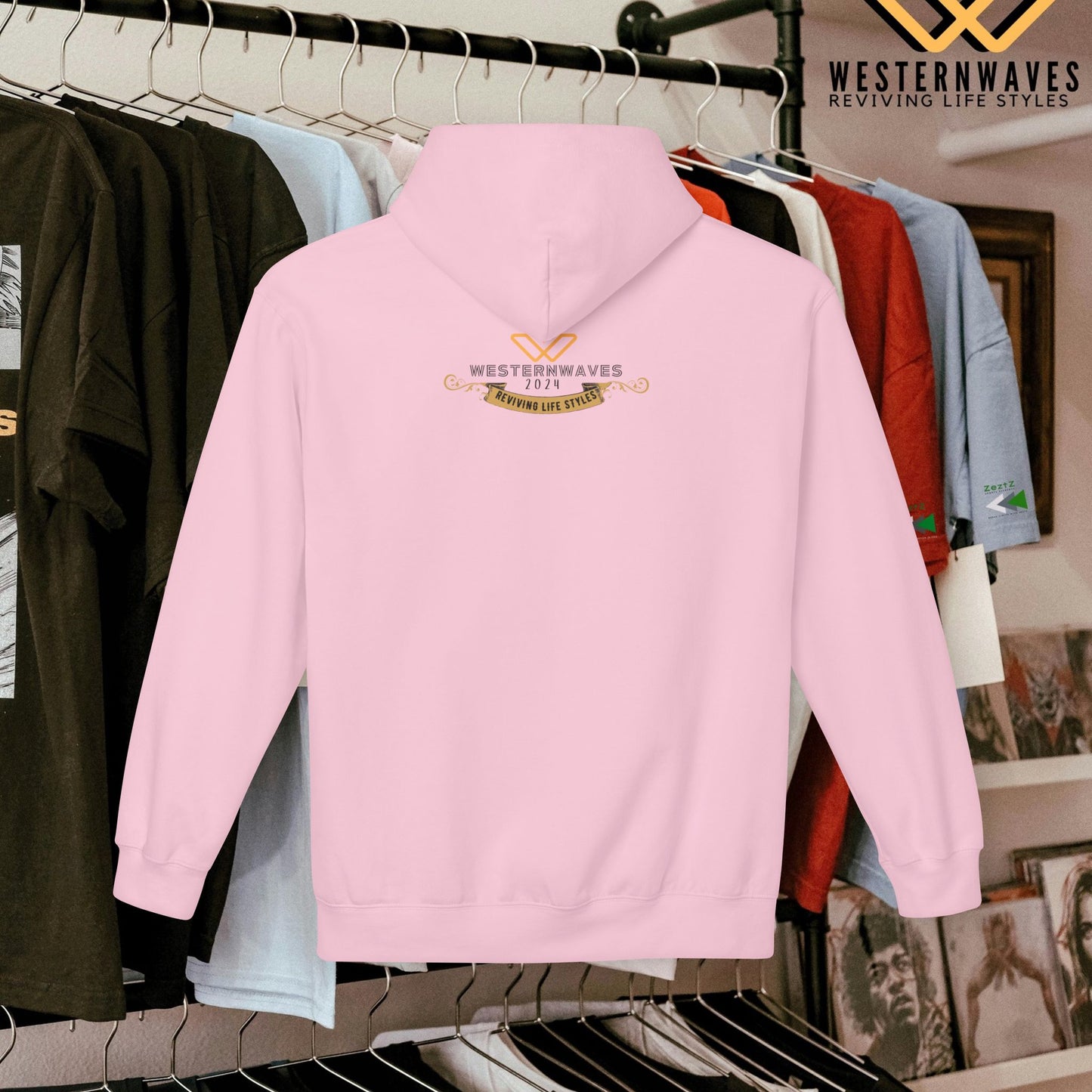 Unisex Midweight Softstyle Fleece Hoodie_ N3+ Series USMWSSFH PT2WW010_ Limited Edition Luxuriously Soft 100% Cotton Face by WesternWaves:
