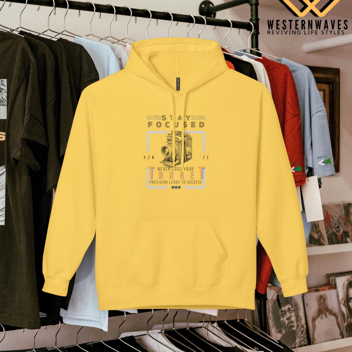 Unisex Midweight Softstyle Fleece Hoodie_ N3+ Series USMWSSFH PT2WW006_ Limited Edition Luxuriously Soft 100% Cotton Face by WesternWaves: