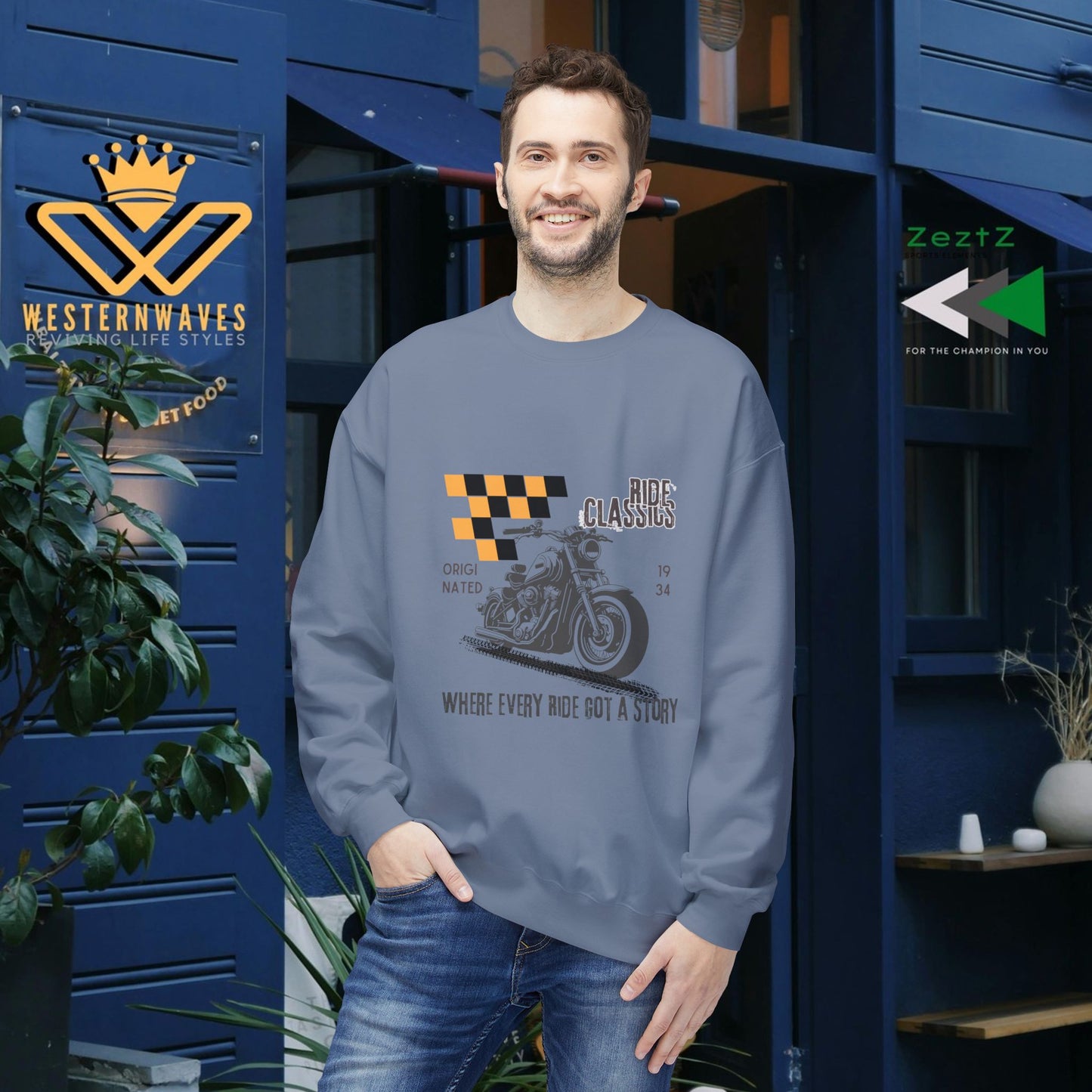 Unisex Midweight Softstyle Fleece Crewneck Sweatshirt_ N3+ Series USMWSSFCNSS PT2WW003_ Limited Edition Stylish Eco-conscious Raw Classic by WesternWaves: