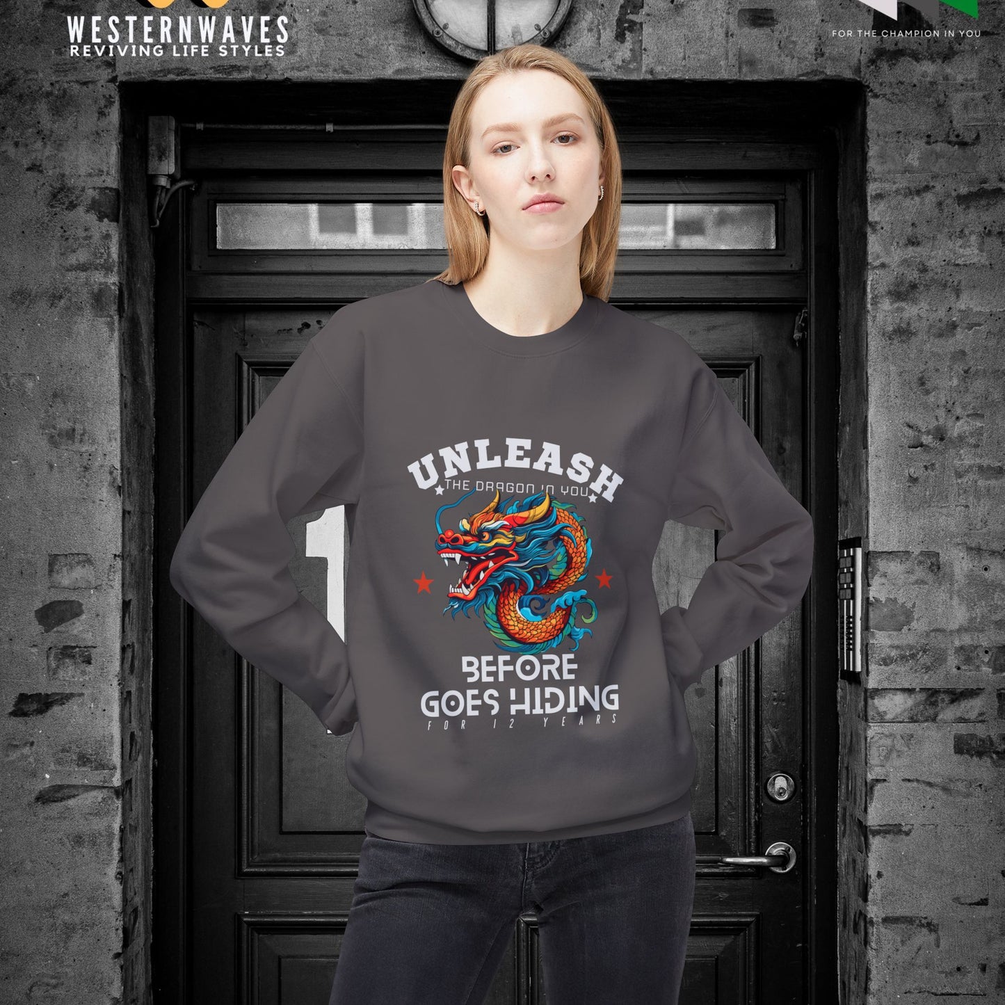 Softstyle Fleece Crewneck Sweatshirt_ N3+ Series SSFCNSS PT2WW001_ Limited Edition Comfort, Durabile & Sustainable Fashion Raw Classic by WesternWaves: