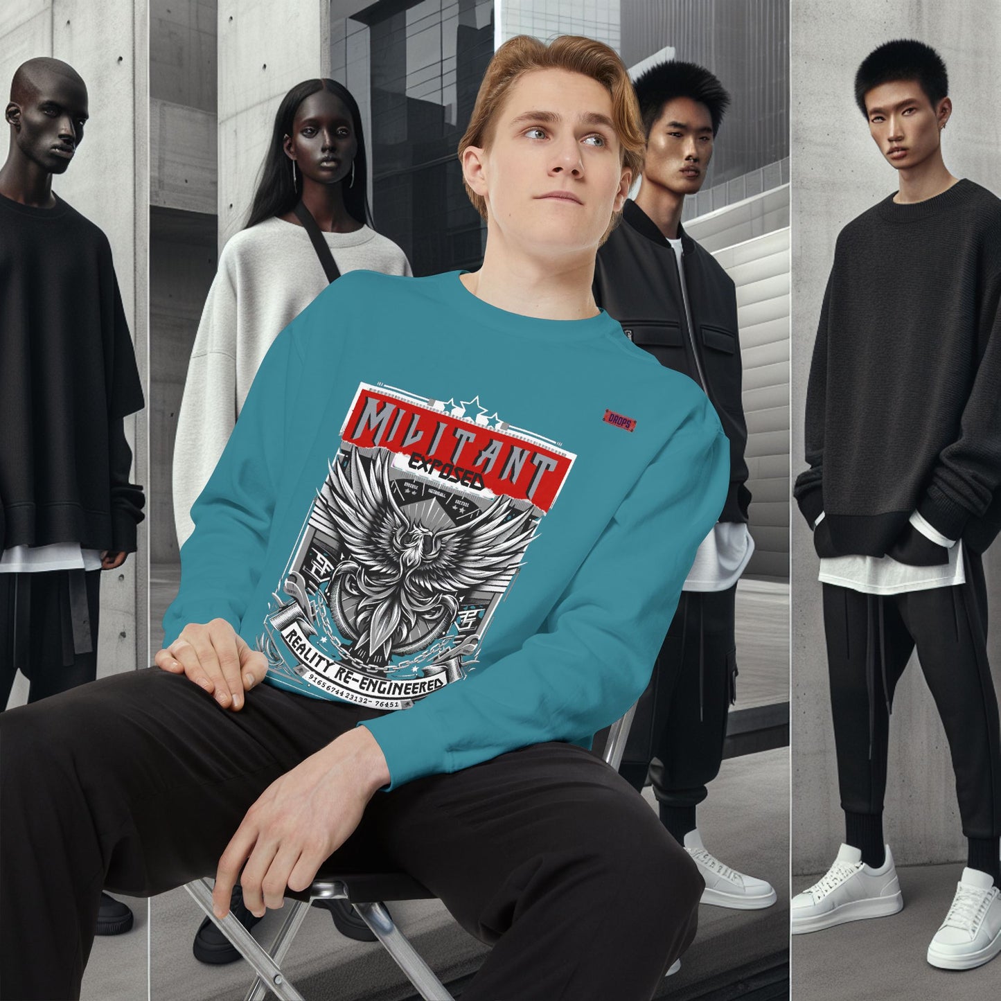 Unisex Garment-Dyed Sweatshirt_ N8+ Series SPW USMWSSFCNSS PT2WW001_ Limited Edition by WesternWaves: