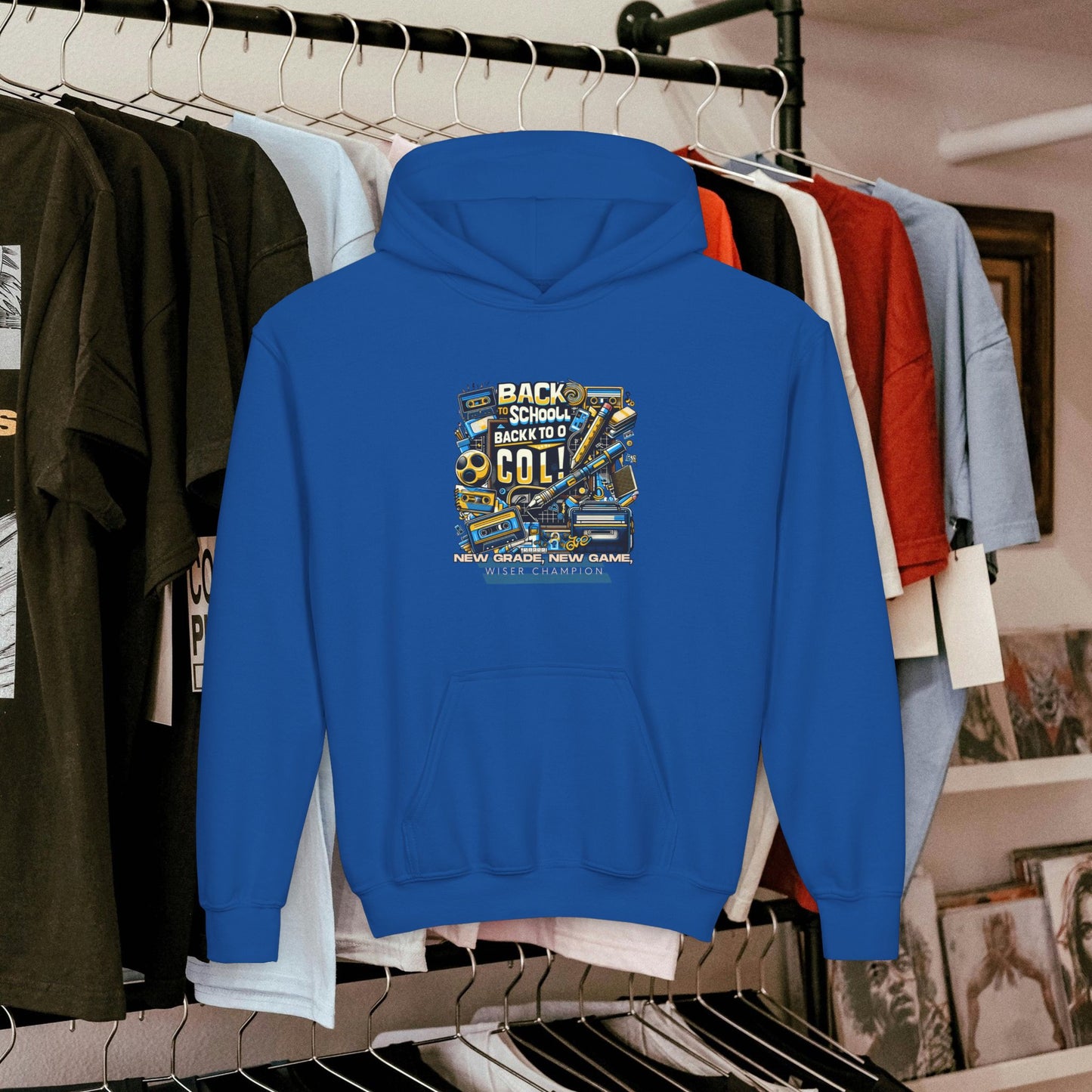 Youth Heavy Blend Hooded Sweatshirt_ Cozy Comfort & Playful Prints for Active Kids_ N8* Series YHBHS003_ Back to School Series Limited Edition by WesternWaves: