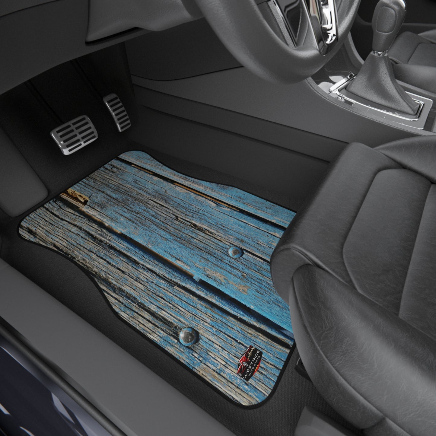 Car Floor Mats Set of 4- Rustic Wood Effect_ Series N8+ CMSO4RWE PT2WW004_ Limited Edition Stylish Floor Liners by WesternWaves: